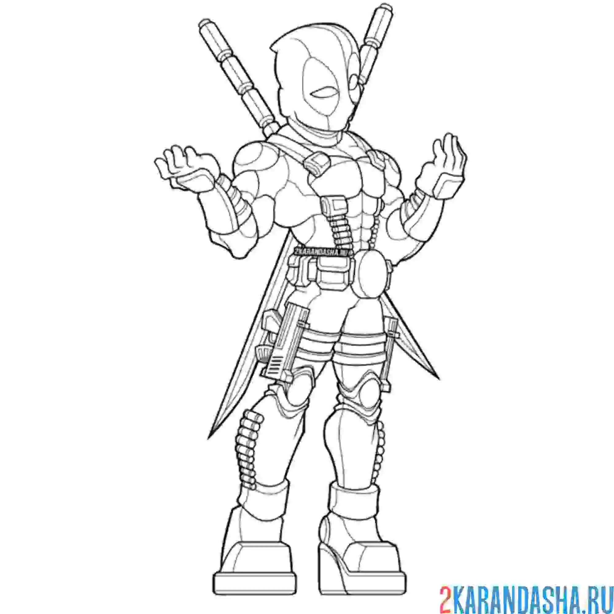 Раскраска дэдпул смешной