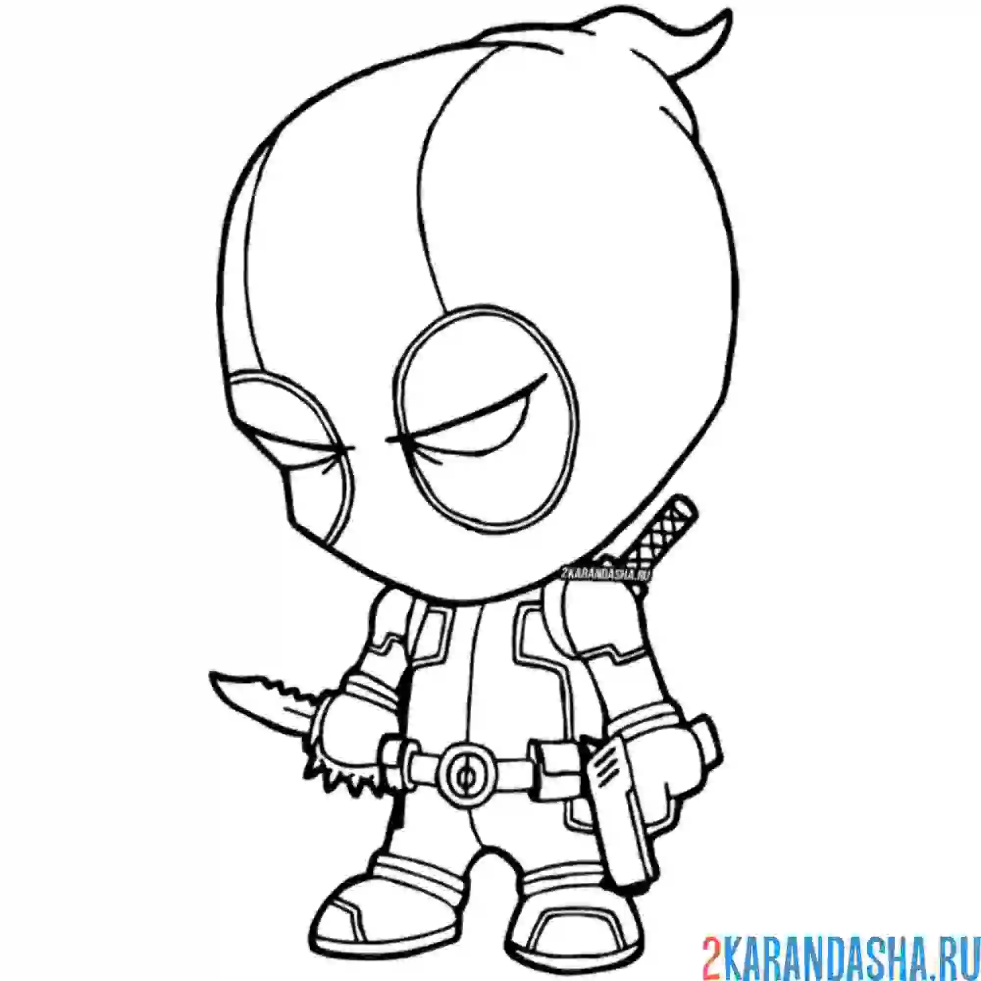 Раскраска дэдпул маленький герой