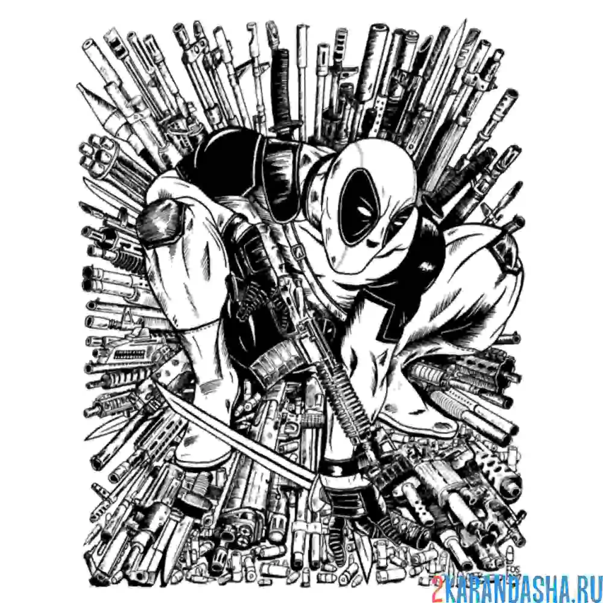 Раскраска дэдпул коллаж