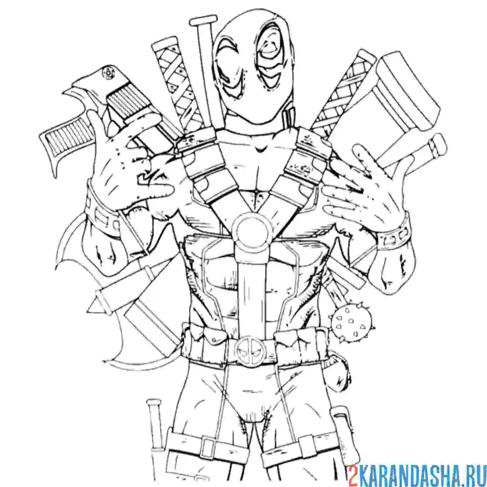 Раскраска дэдпул крутой тип