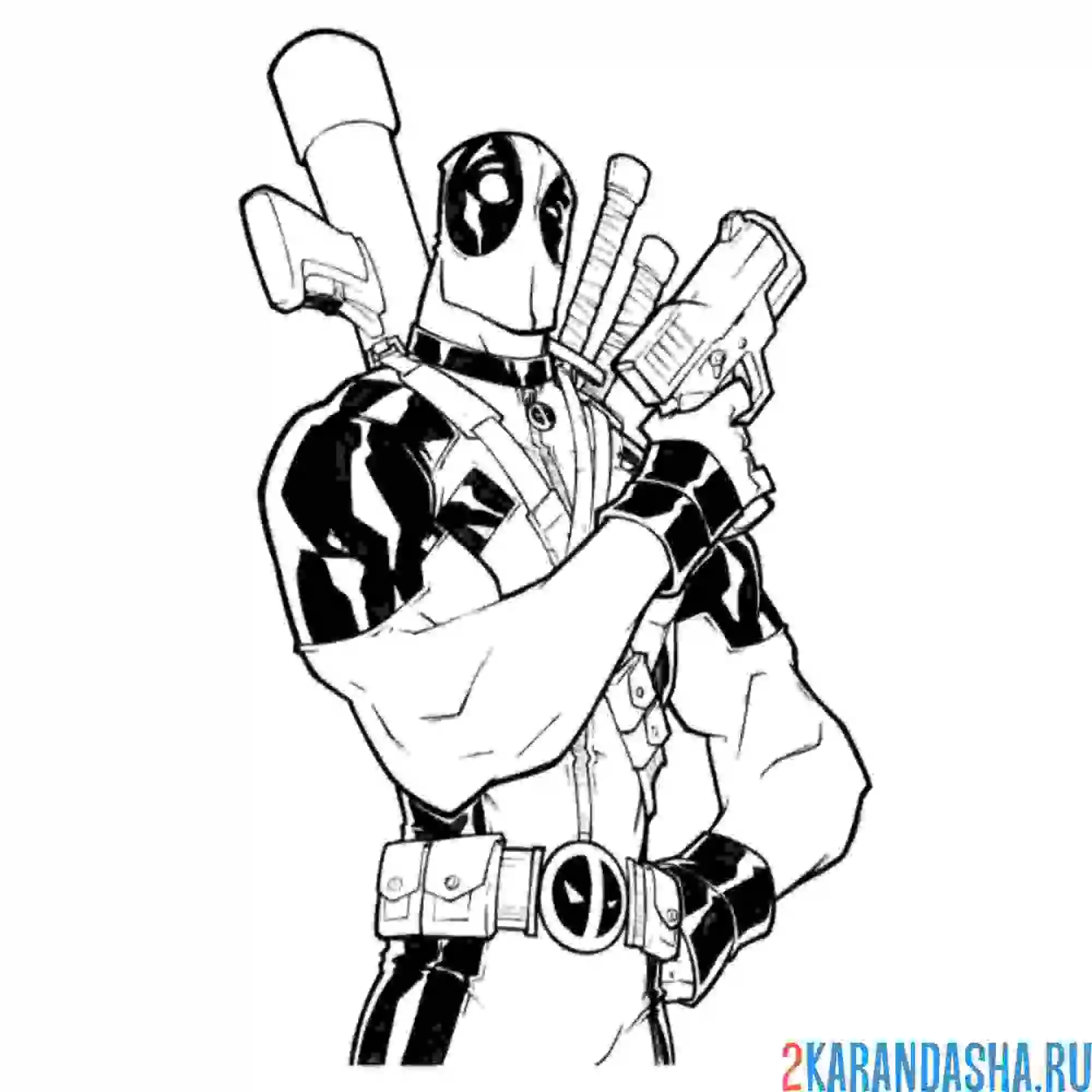 Раскраска дэдпул позирует