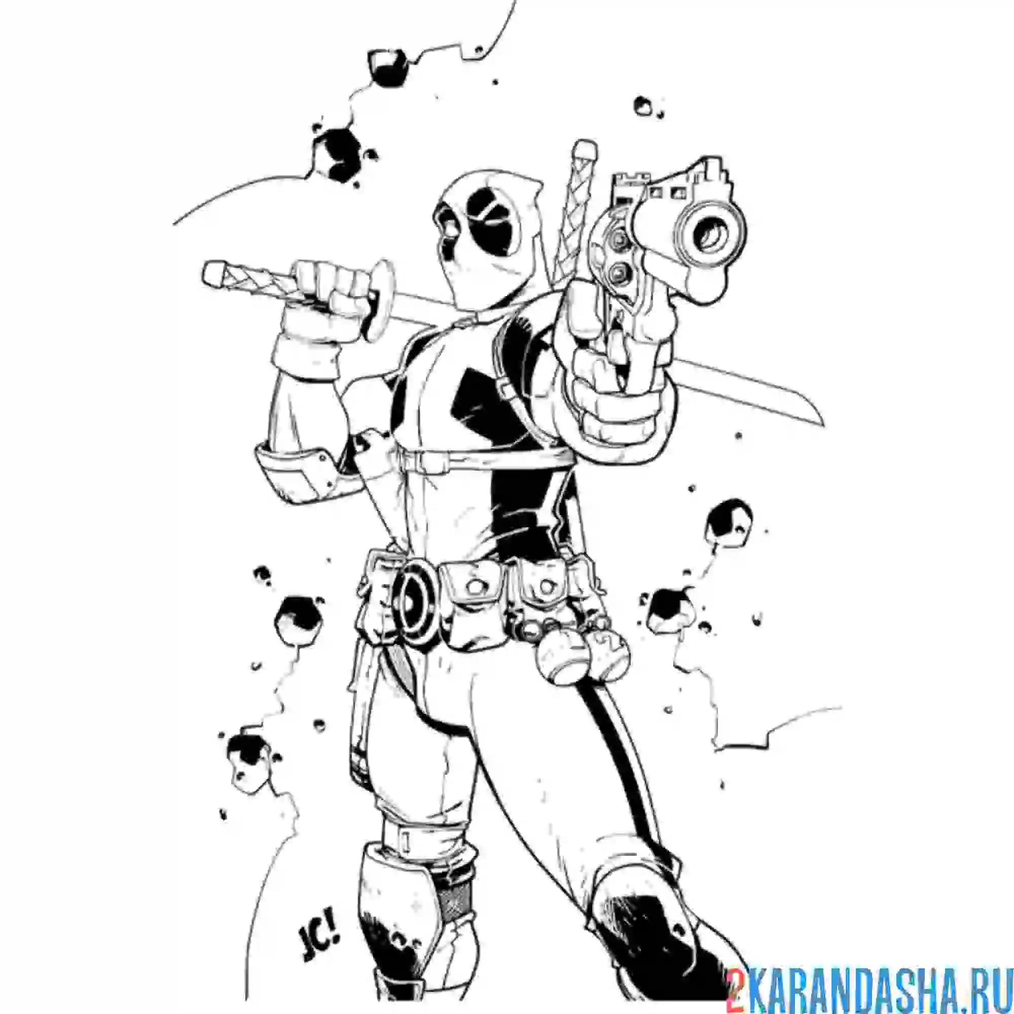 Раскраска смешной дэдпул