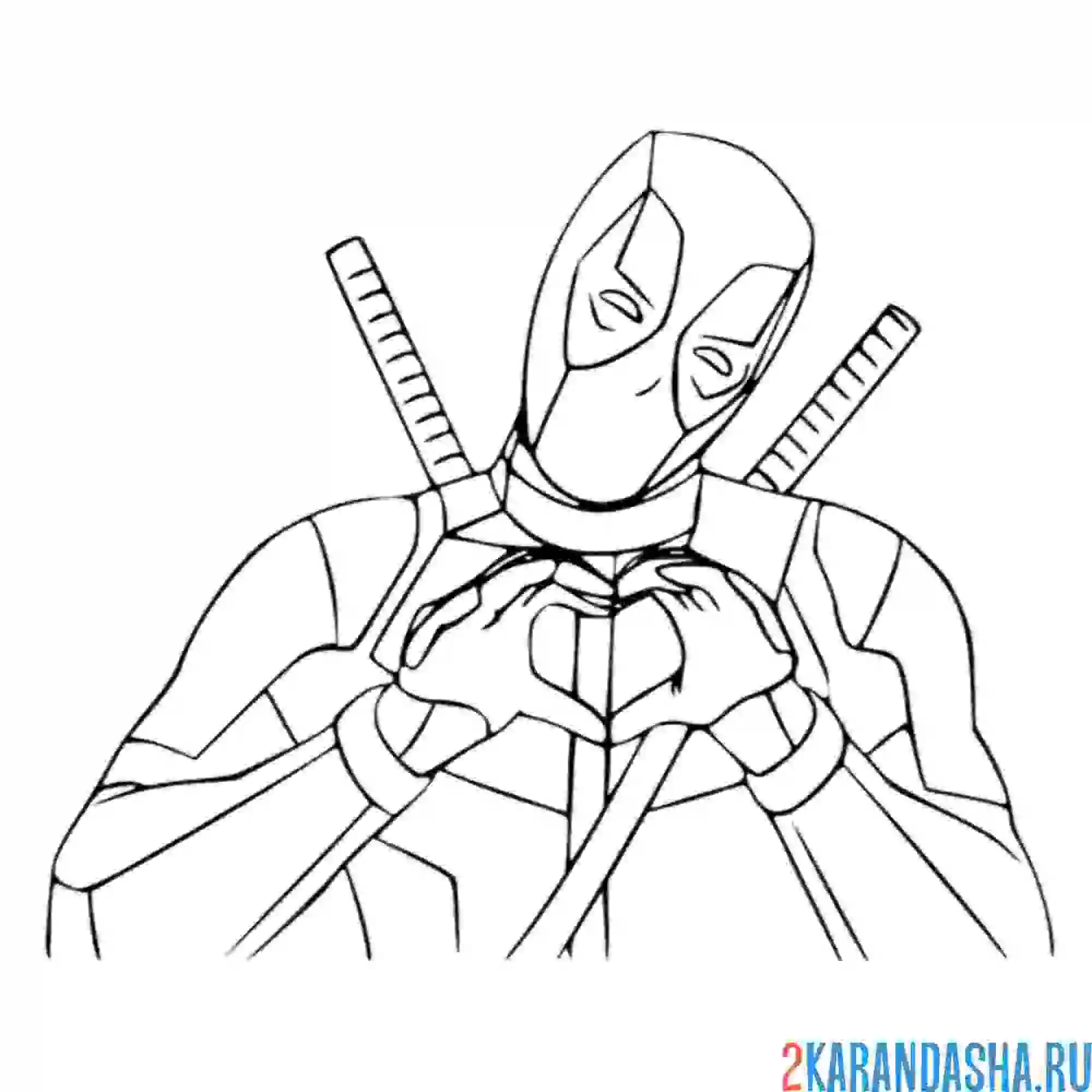 Раскраска дэдпул сердечко