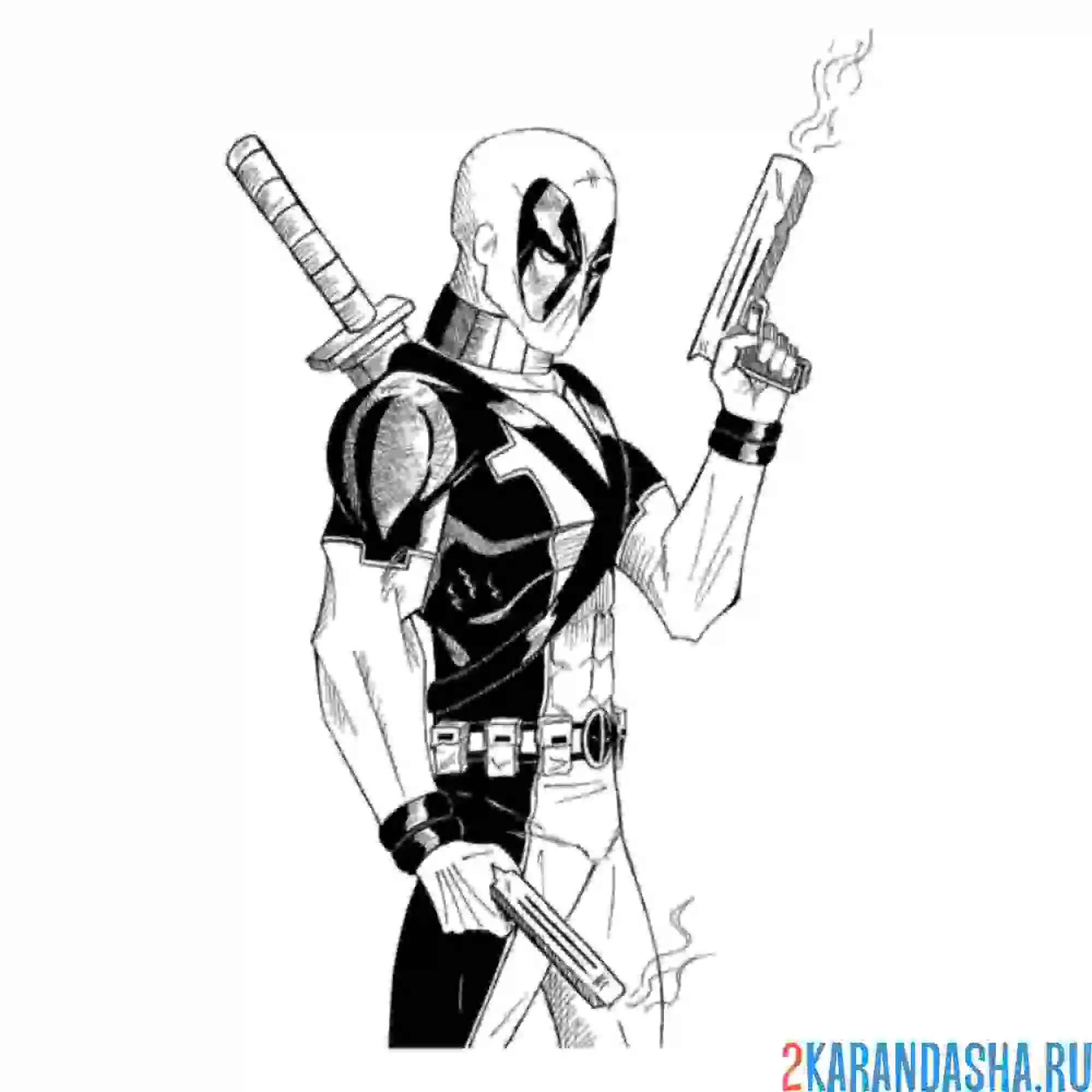 Раскраска дэдпул из американского комикса