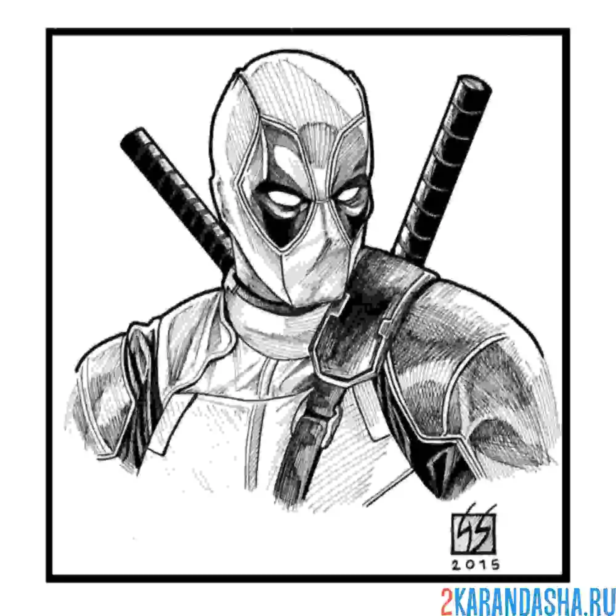 Раскраска дэдпул для срисовки