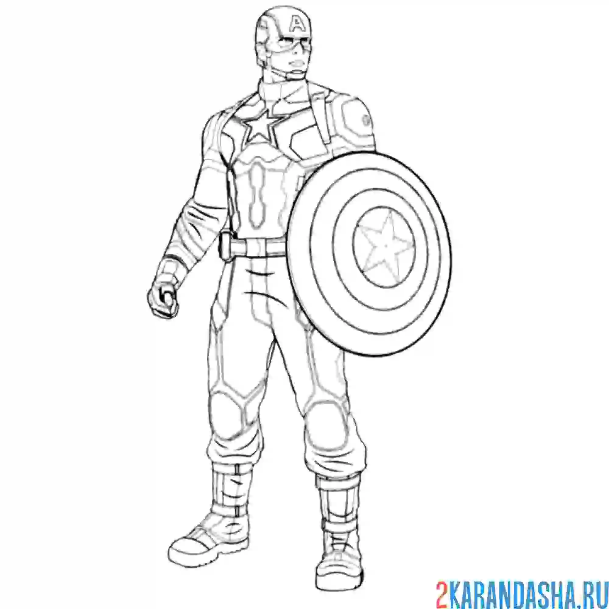 Раскраска сильный мужчина капитан америка