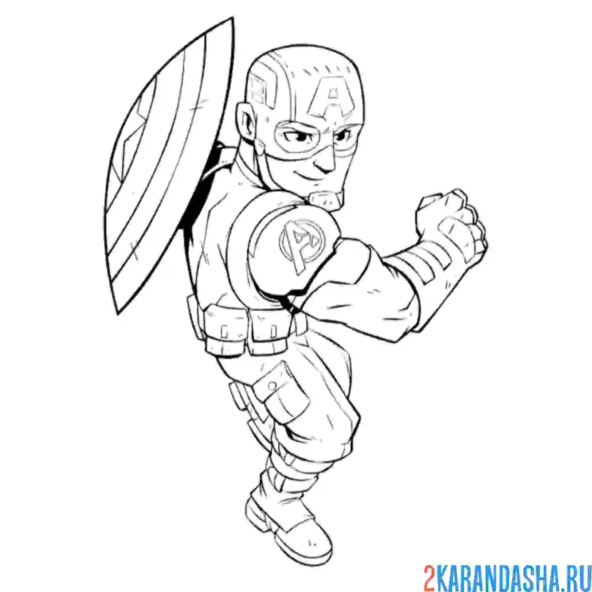 Раскраска забавный капитан америка