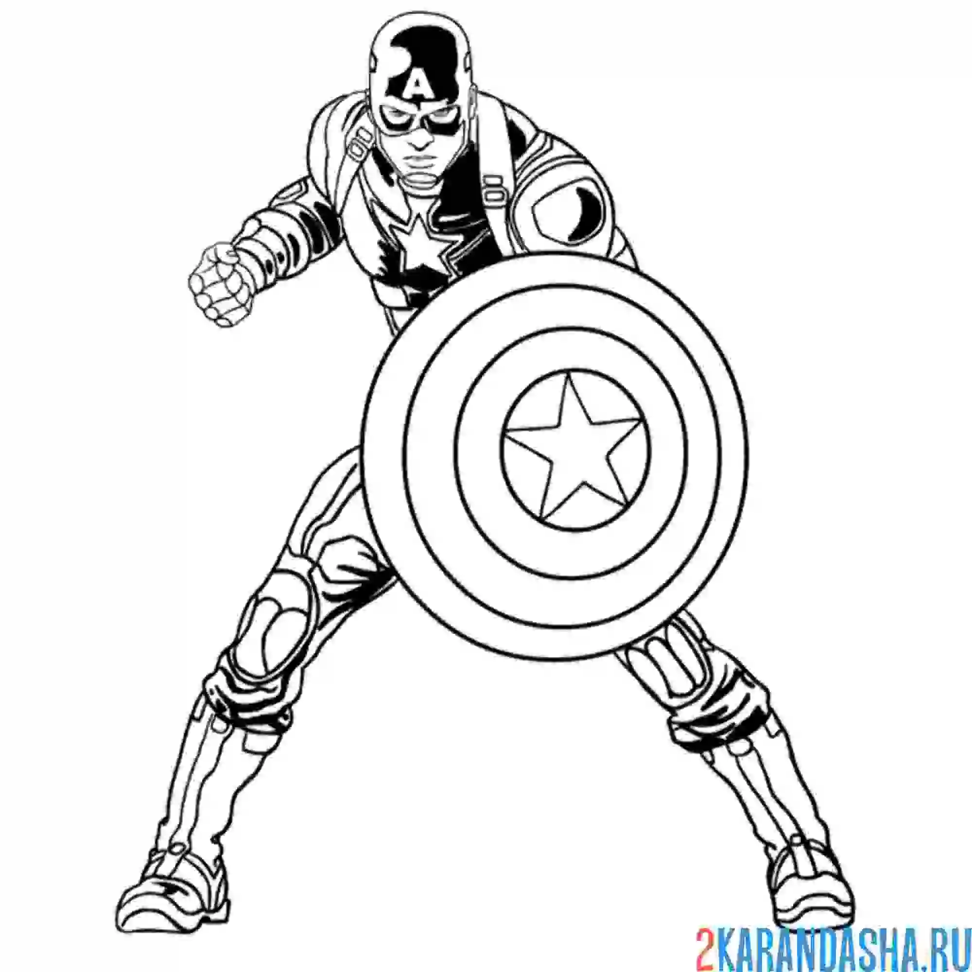 Раскраска суровый капитан америка