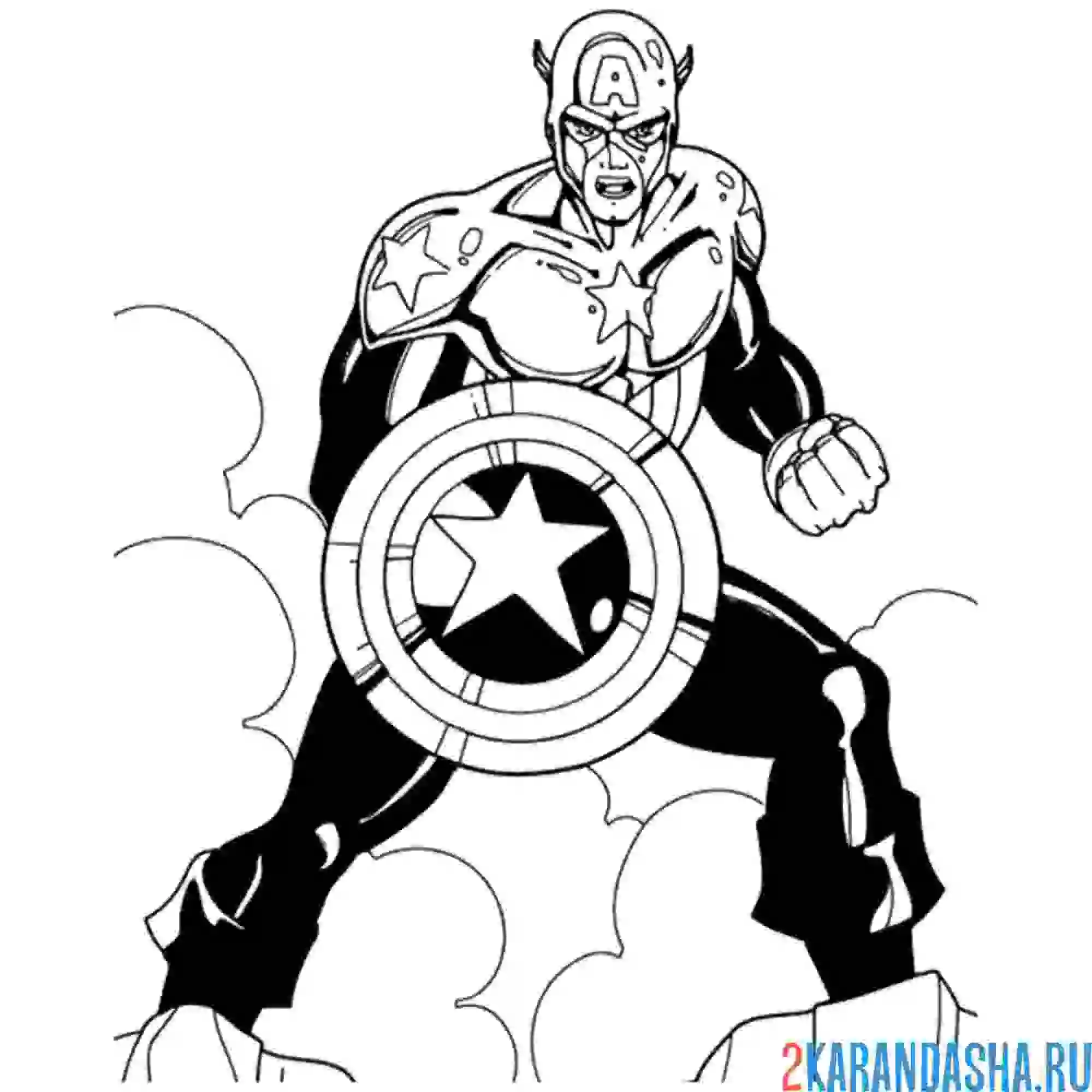 Раскраска герой комикса капитан америка