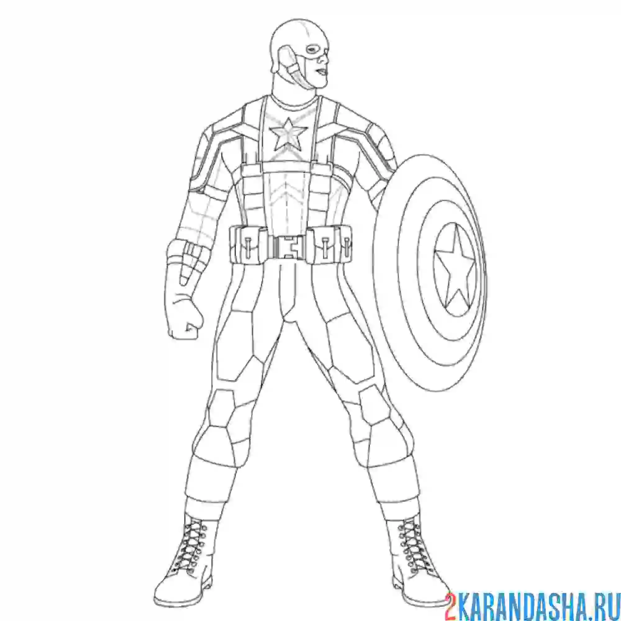 Раскраска капитан америка в полный рос