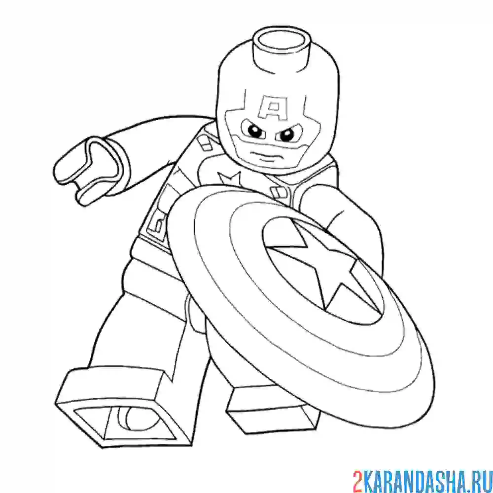 Раскраска лего человечек капитан америка