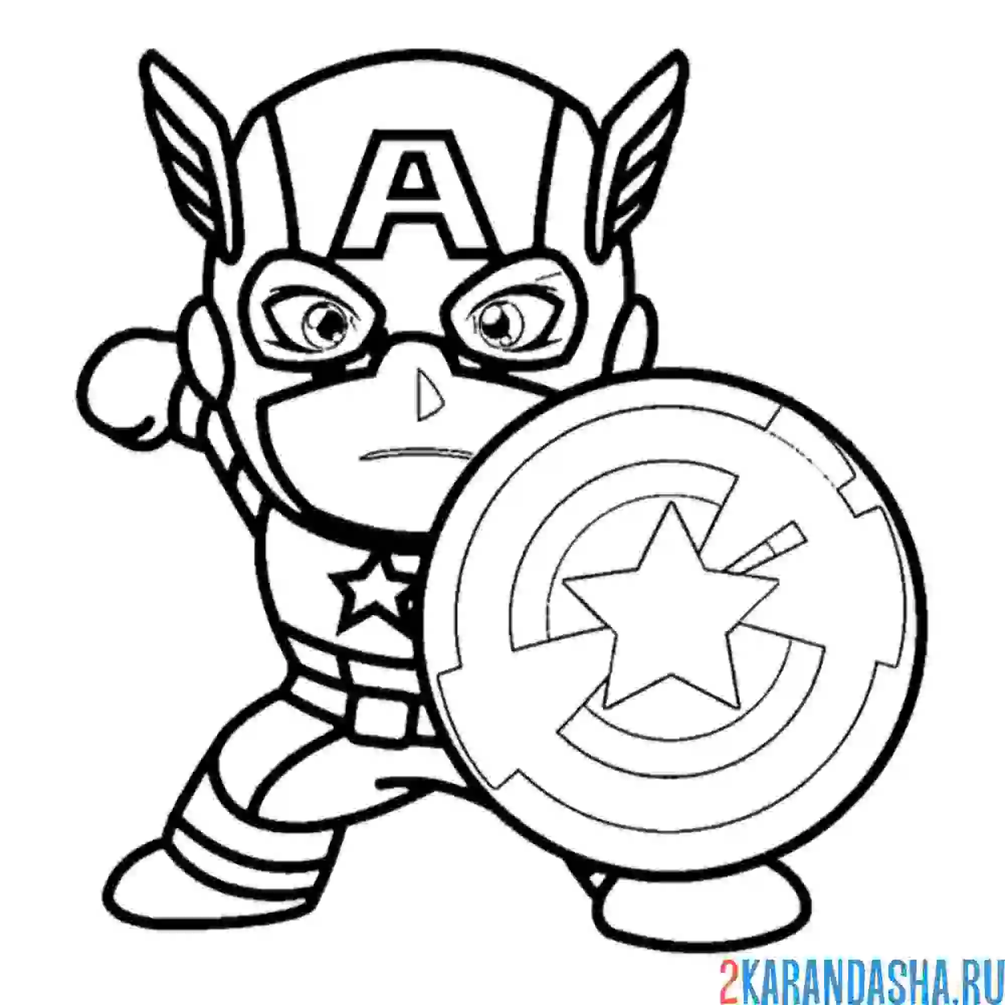 Раскраска малыш капитан америка