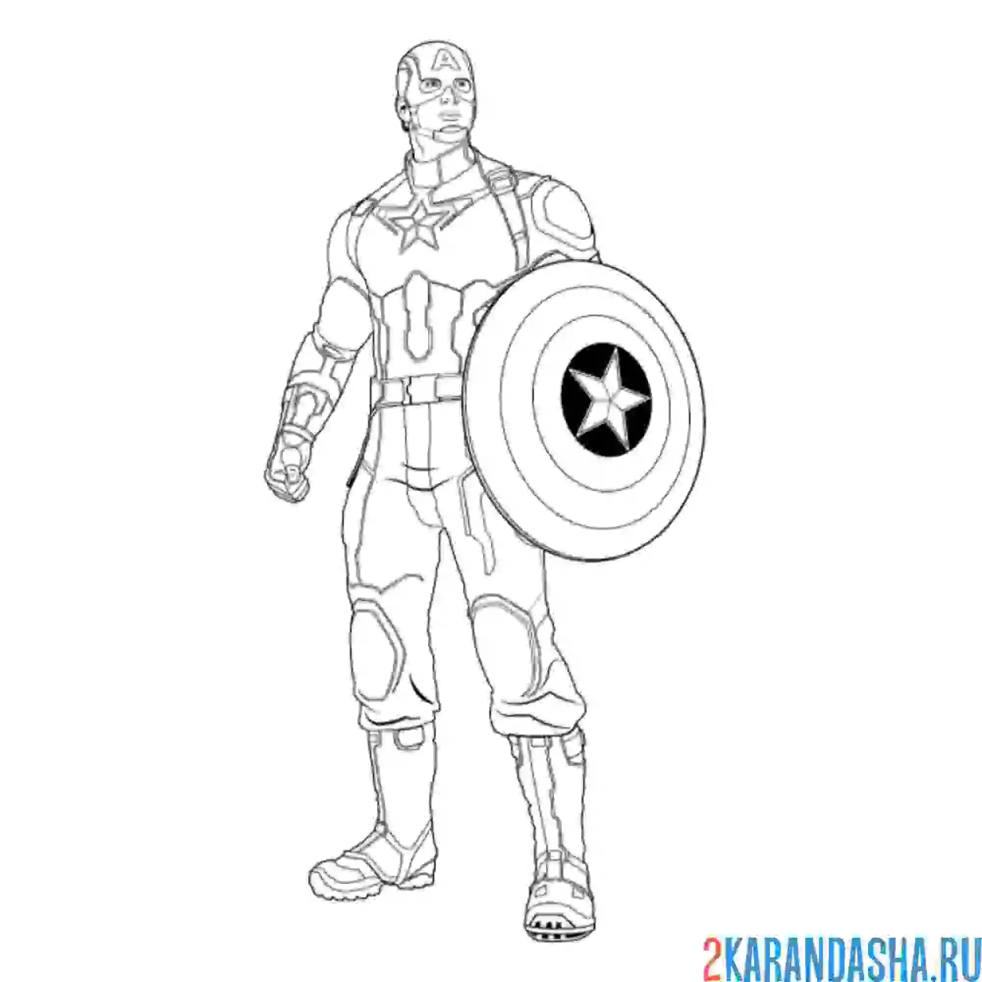 Раскраска супергерой капитан америка в полный рост
