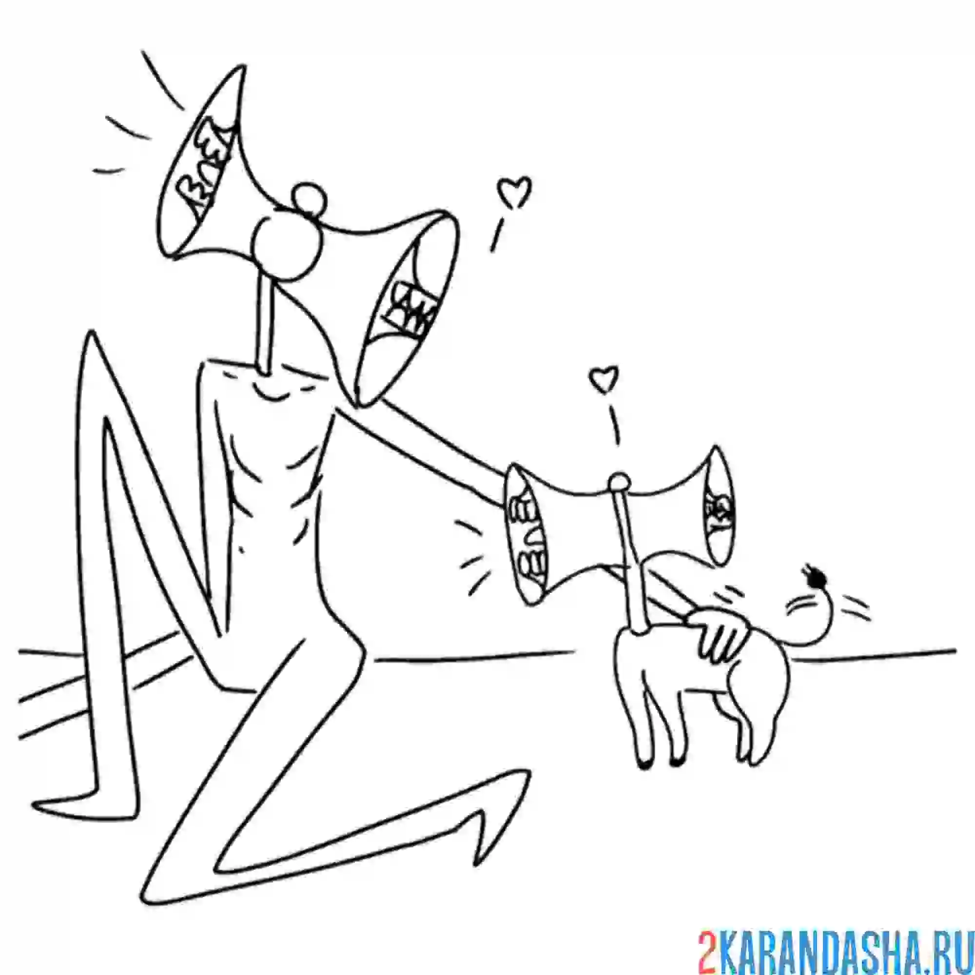 Раскраска сиреноголовый с собакой