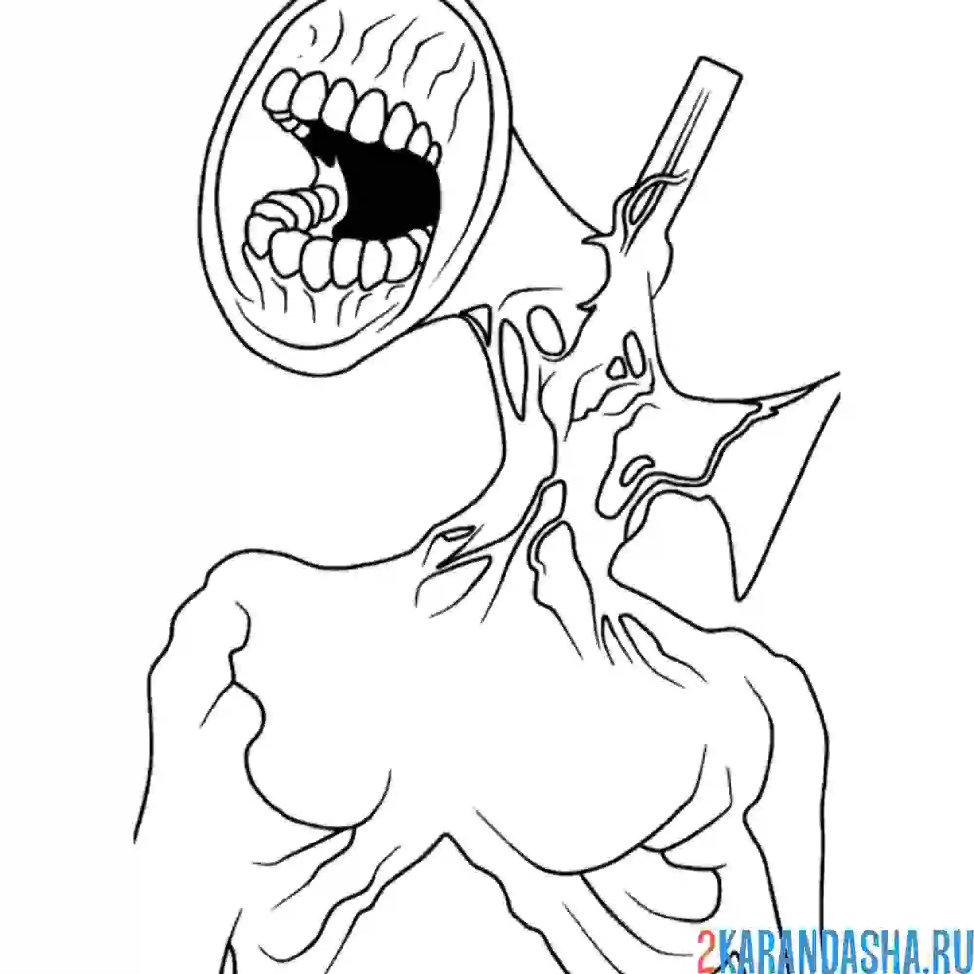 Раскраска сиреноголовый большой рот