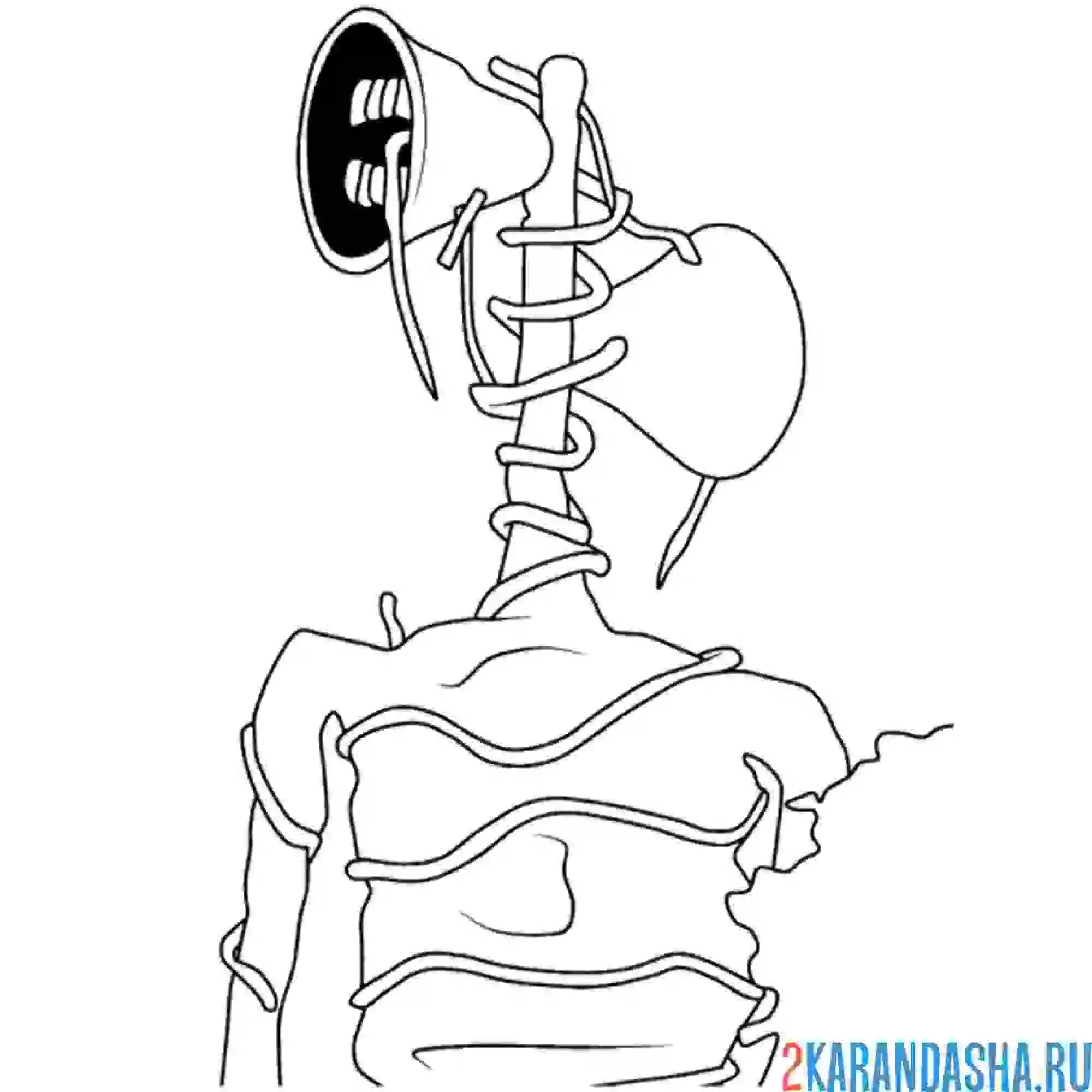 Раскраска сиреноголовый пугающий