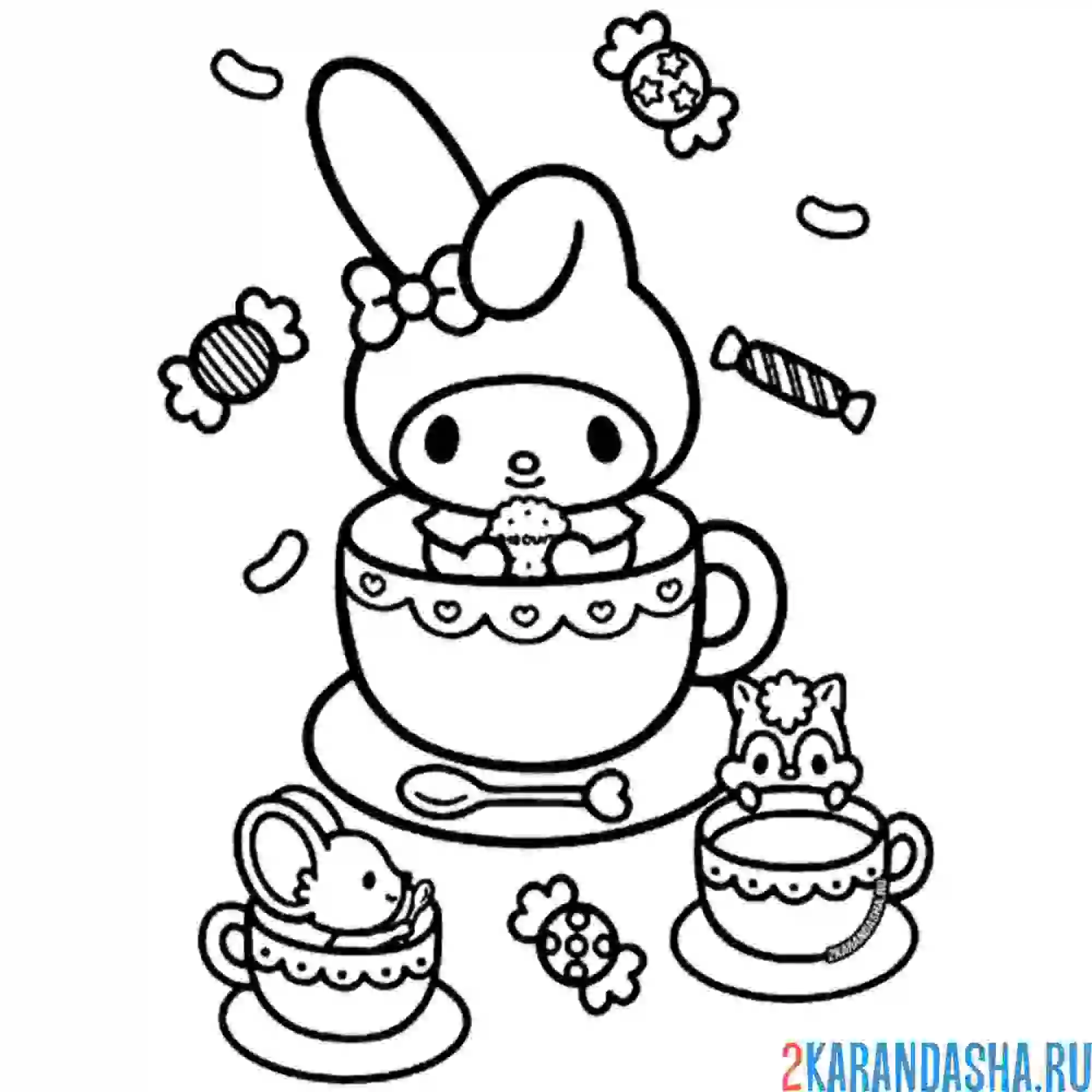 Раскраска май мелоди чаепитие