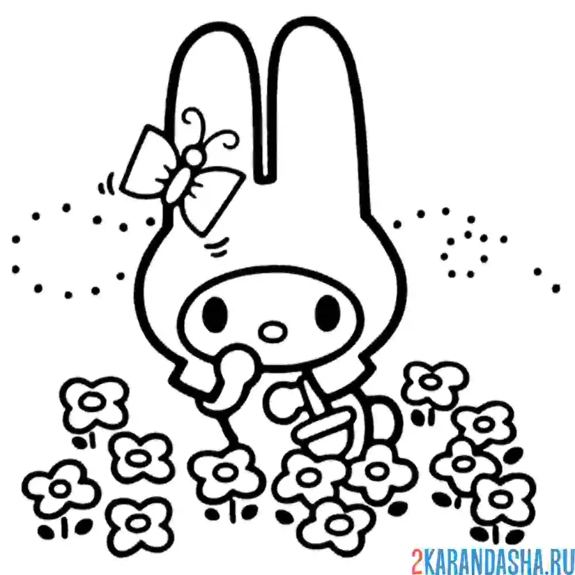 Раскраска май мелоди с бабочкой