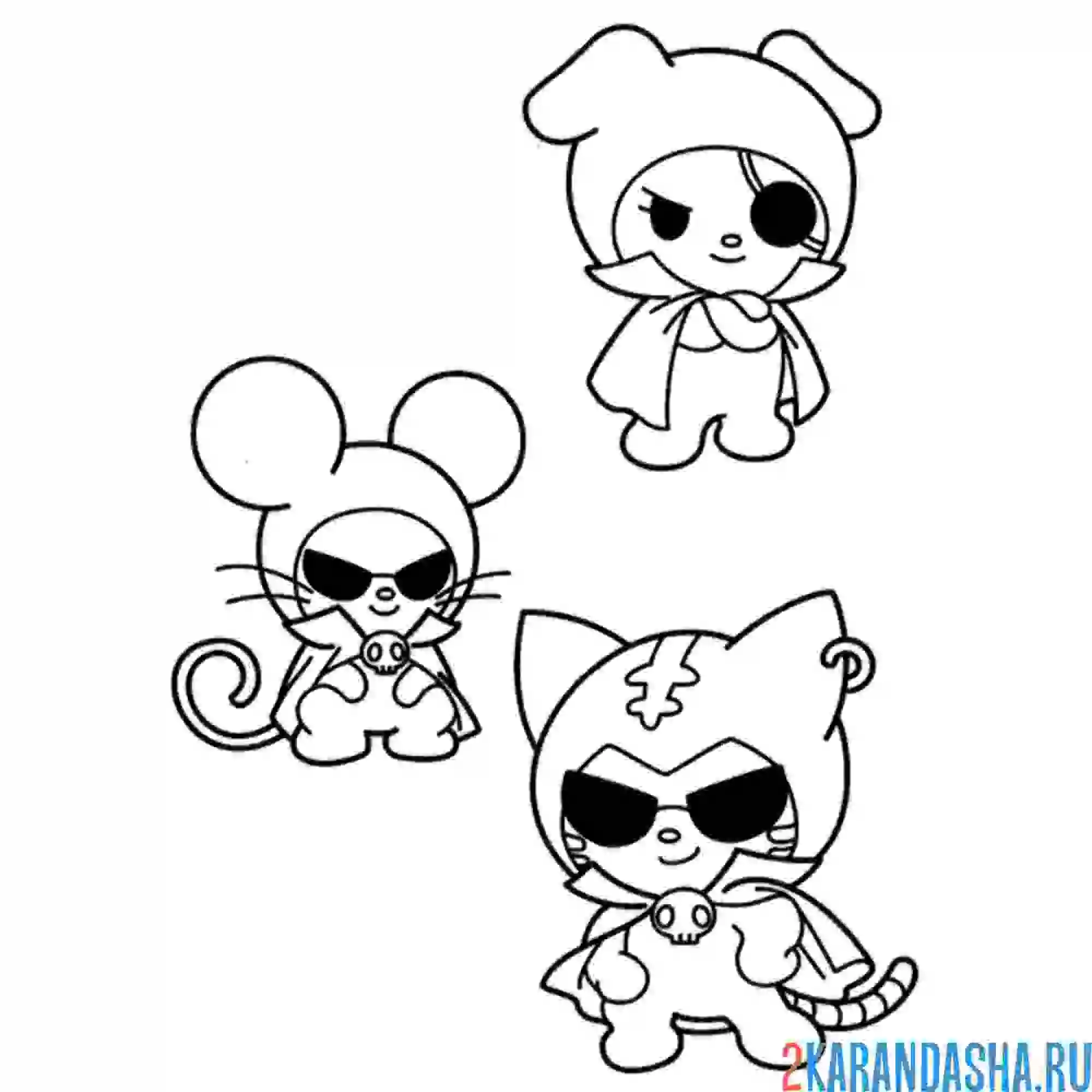 Раскраска опасные друзья куроми