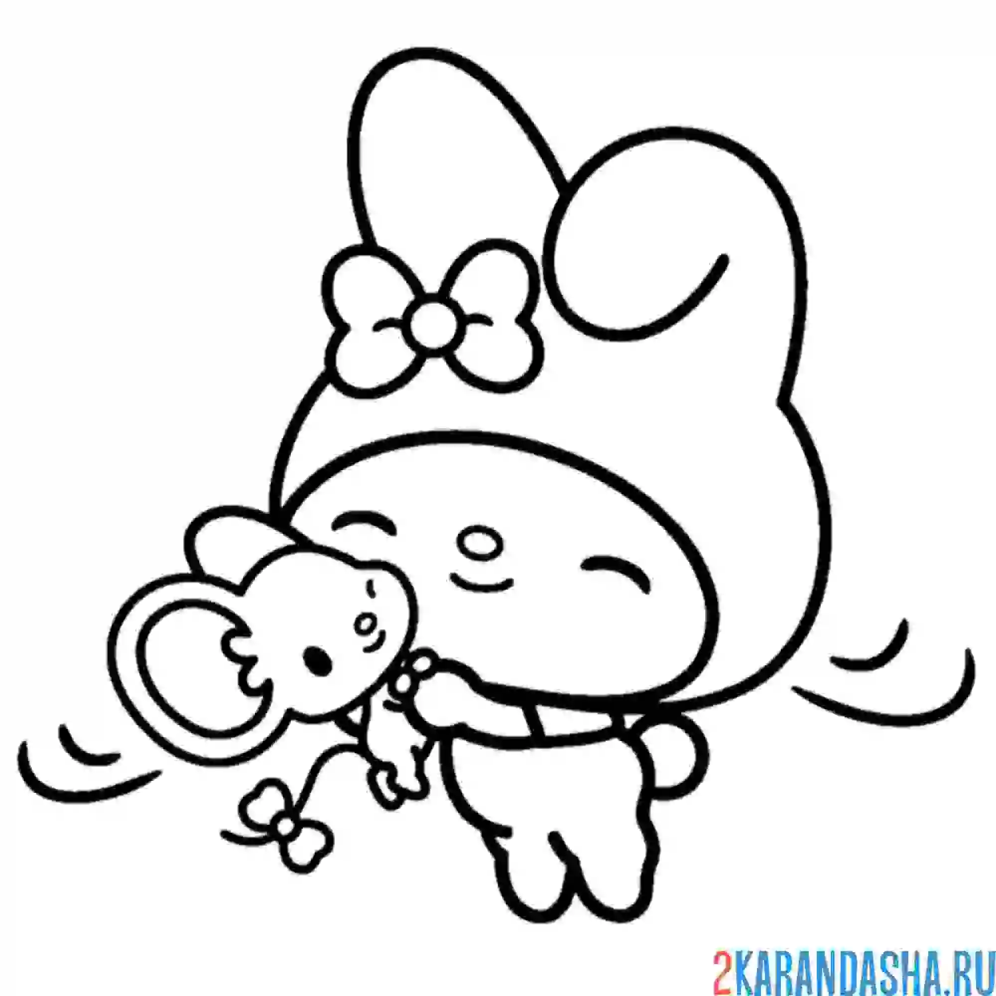 Раскраска май мелоди обнимает мышку