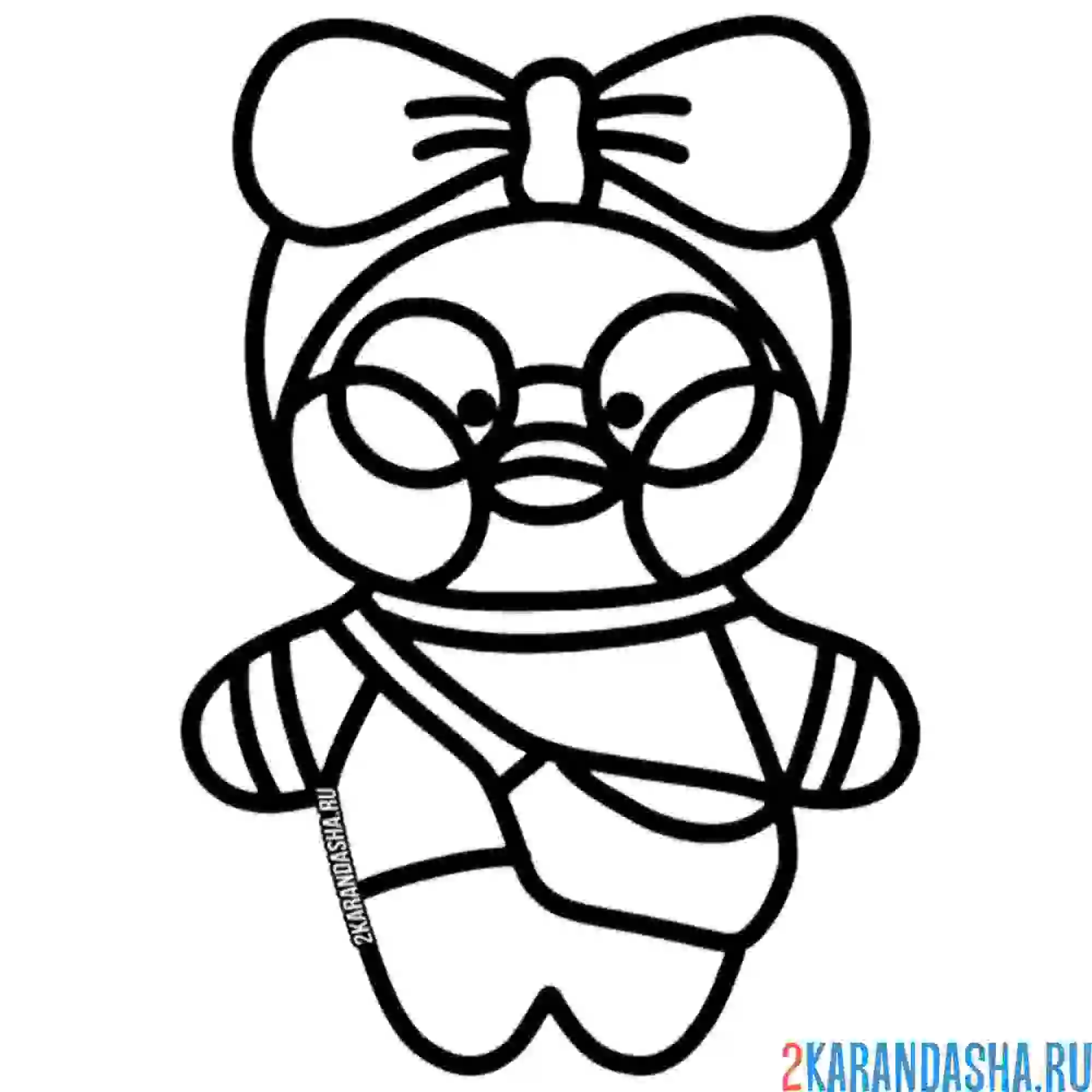 Раскраска уточка лалафанфан с сумочкой