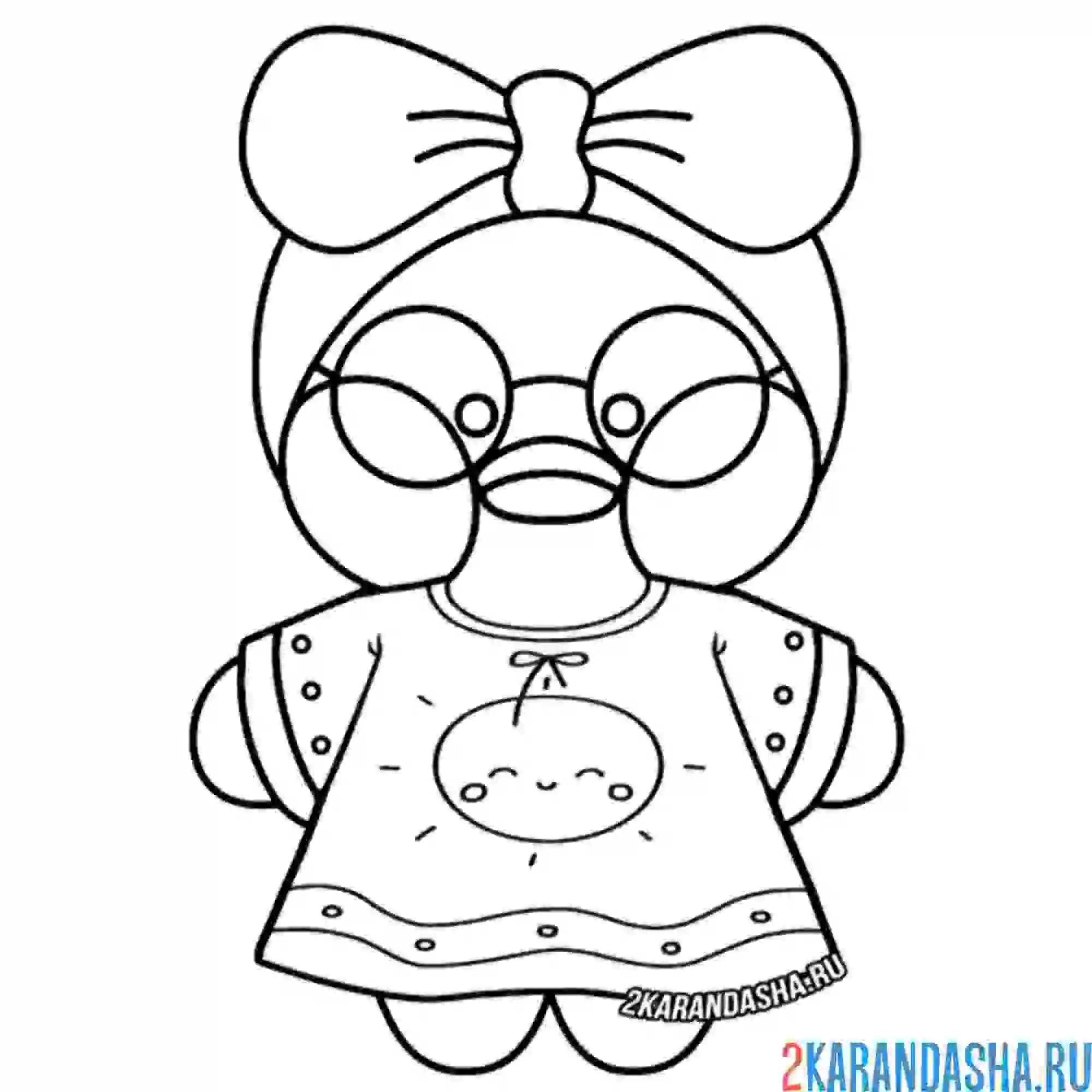 Раскраска уточка лалафанфан в пижаме