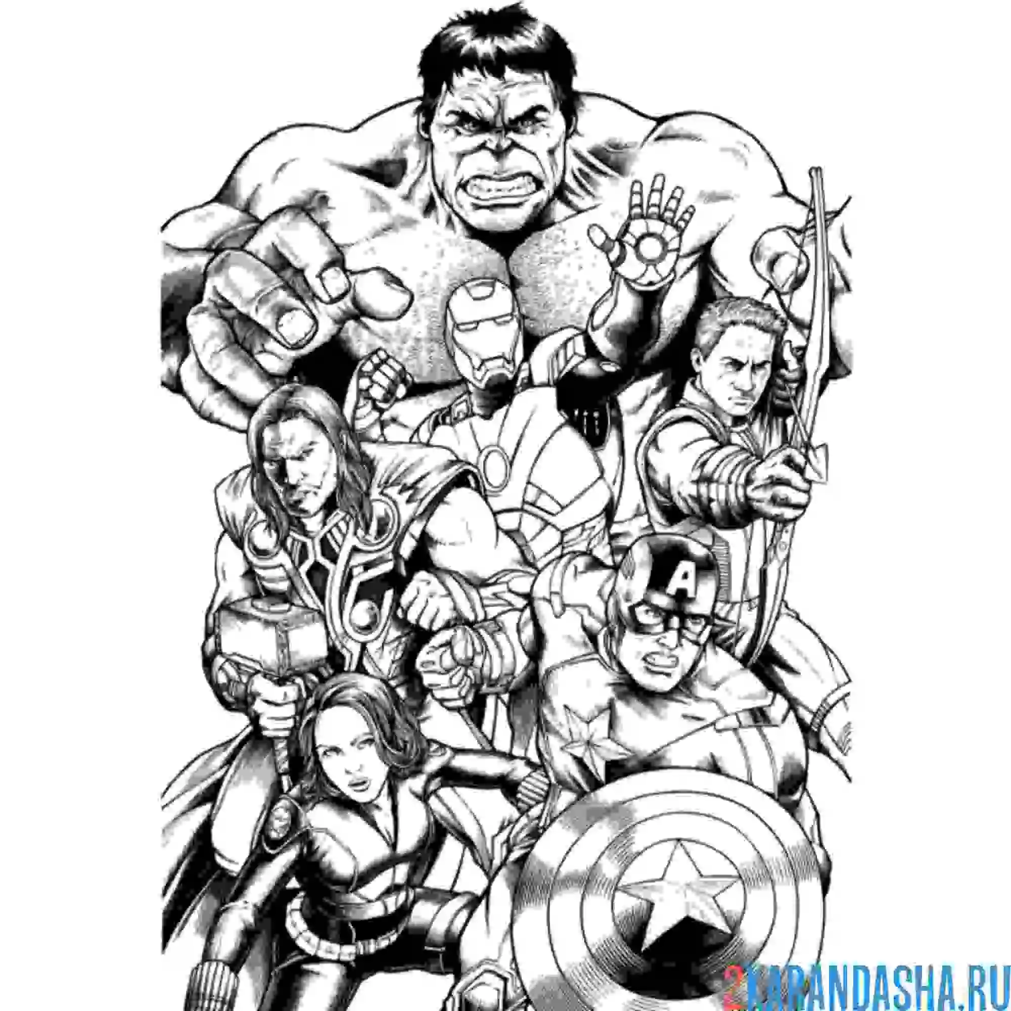 Раскраска марвел герои вместе