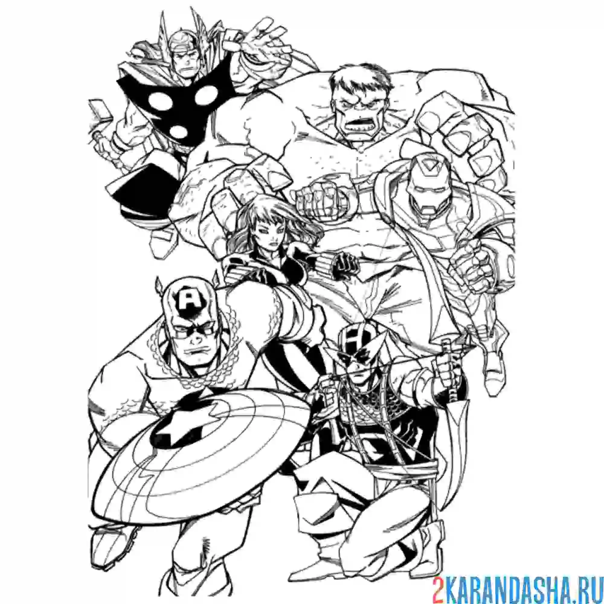Раскраска лига марвел супергерои