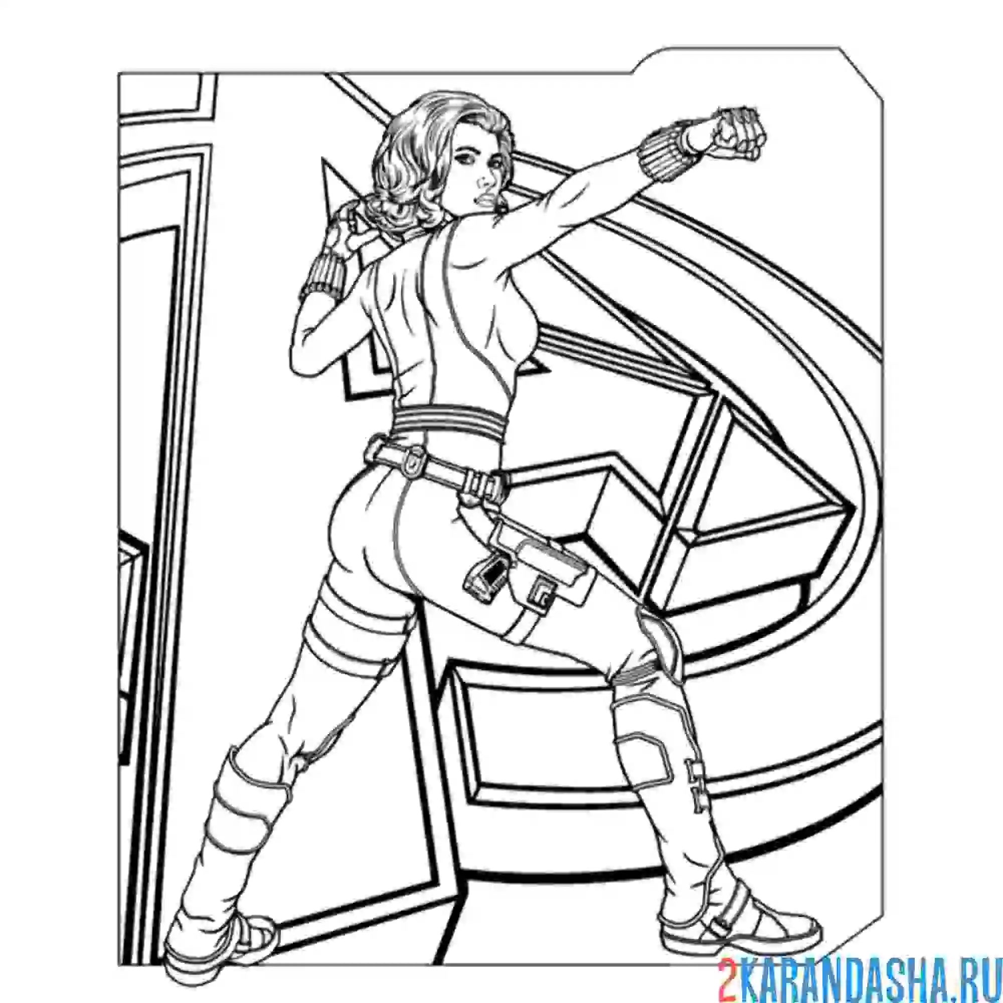 Раскраска черная вдова марвел