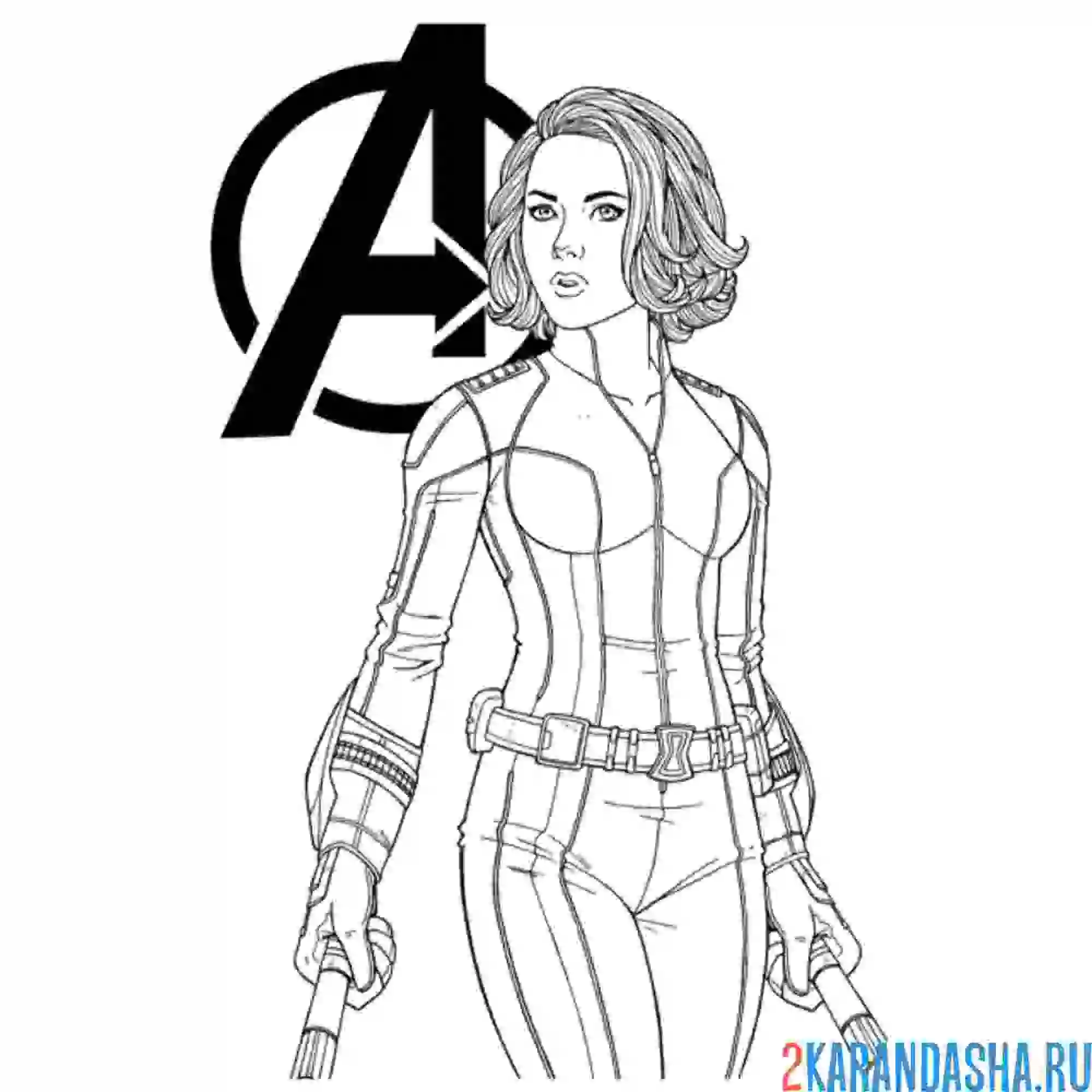 Раскраска черная вдова марвел герой