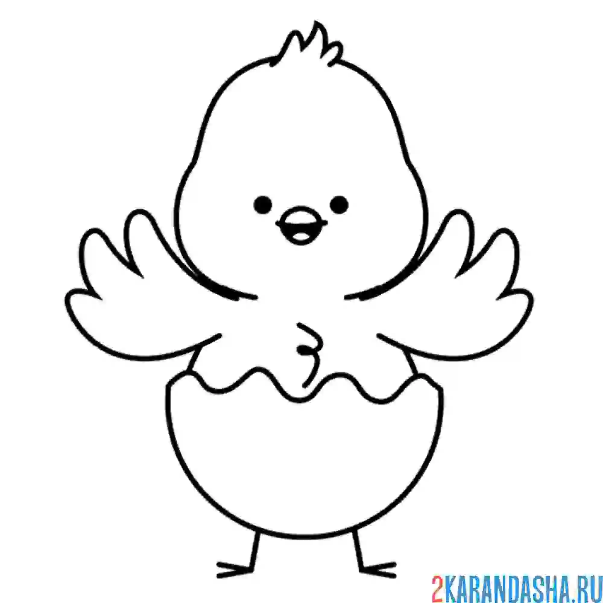 Раскраска малыш цыпленок в скорлупе