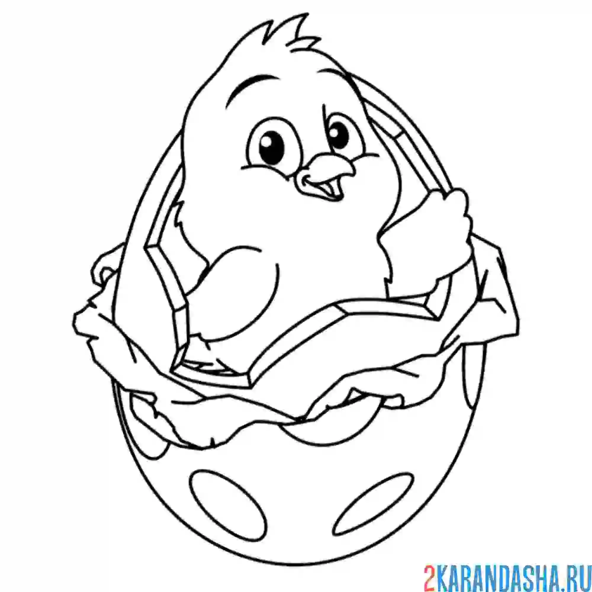 Раскраска цыпленок вылупился из цветного яйца