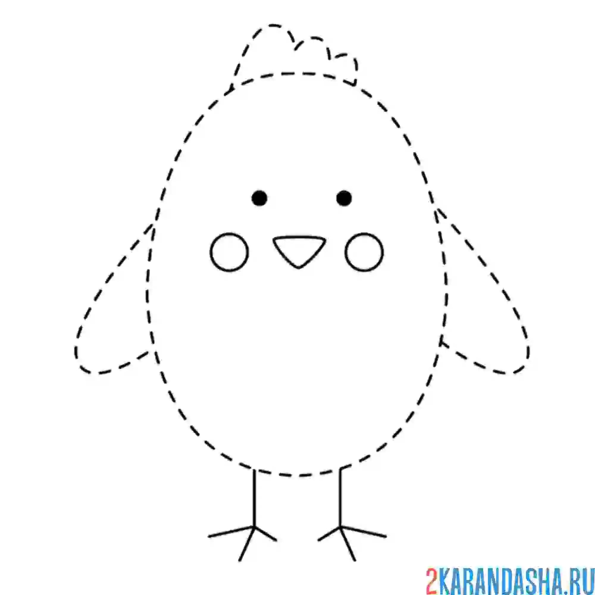 Раскраска цыпленок обведи по линиям