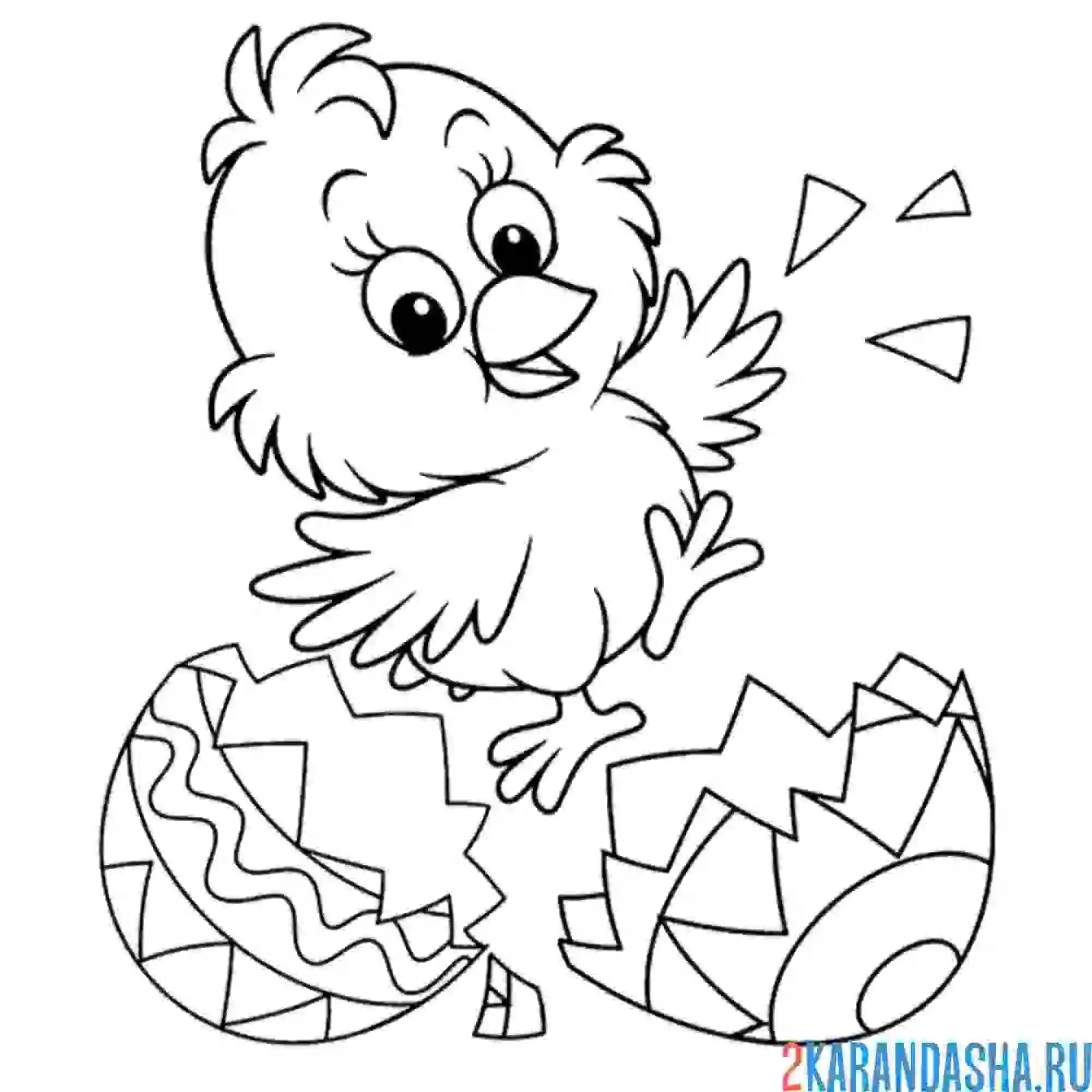 Раскраска цыпленок появился из яйца