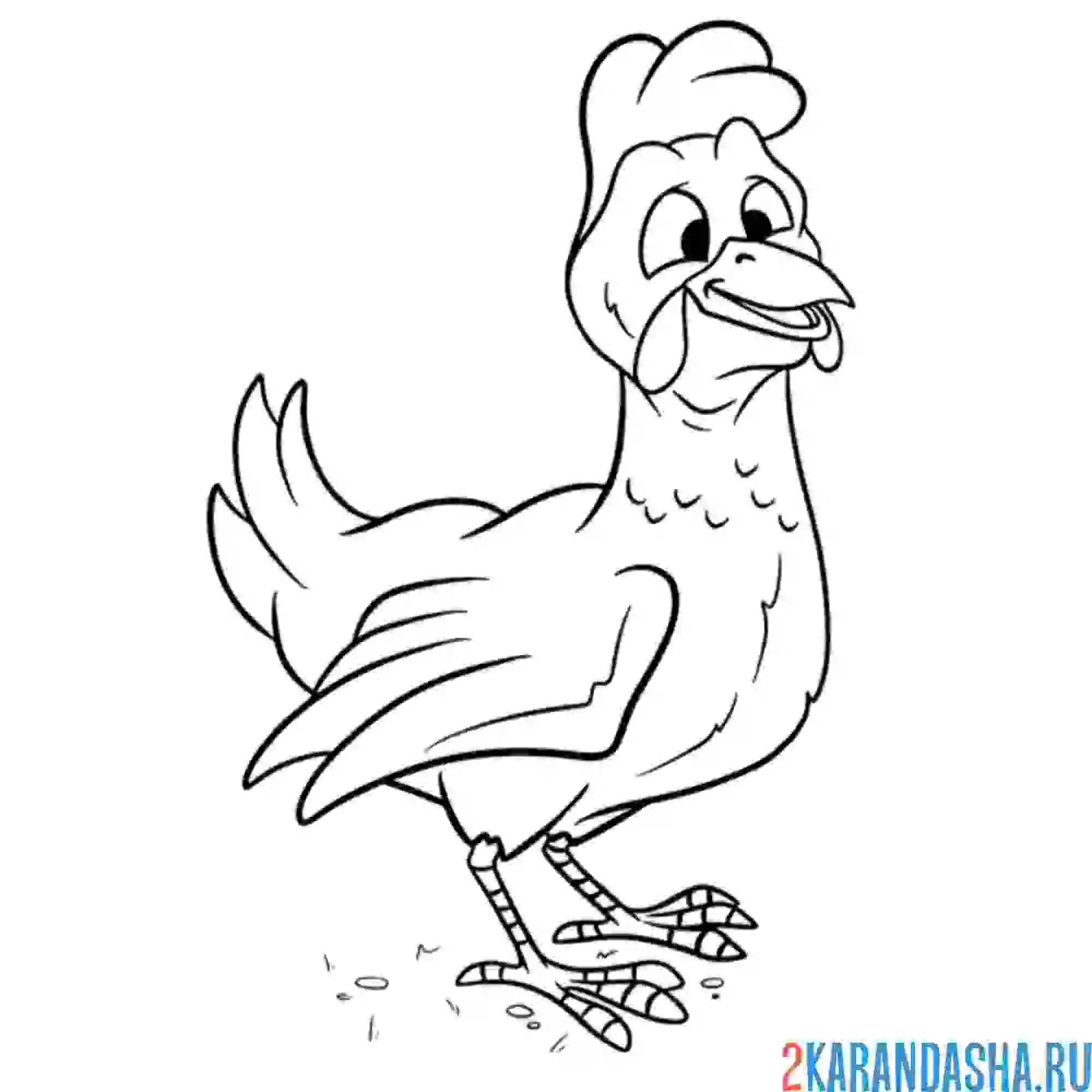 Раскраска мультяшный петух