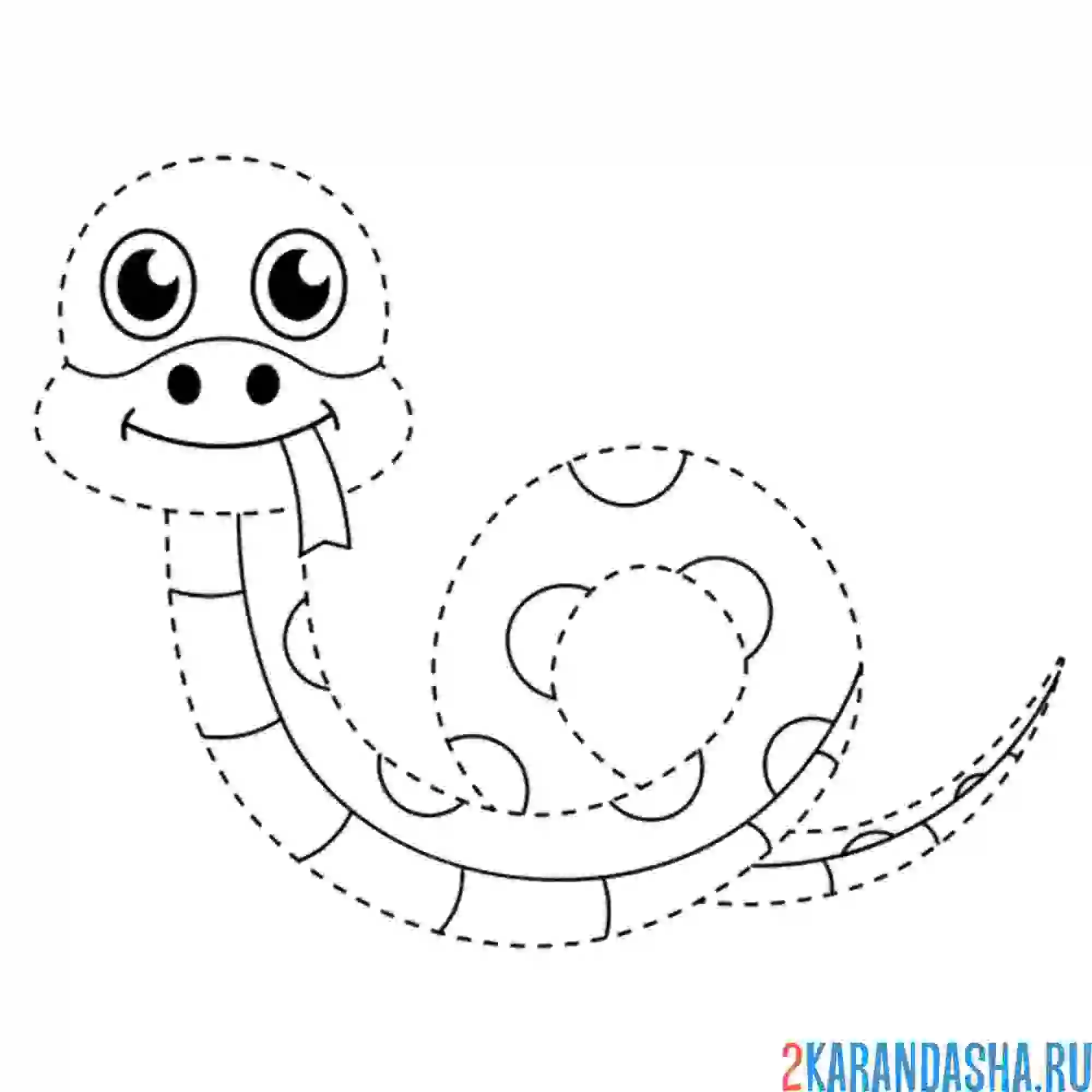 Раскраска змея по линиям