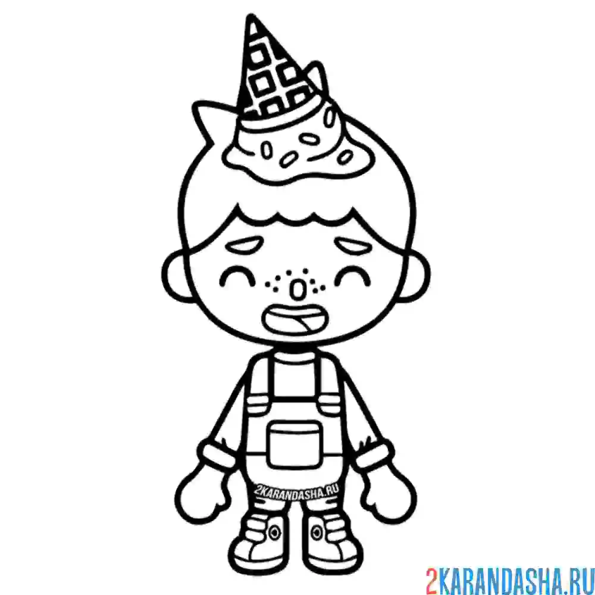 Раскраска мальчик тока бока день рождения