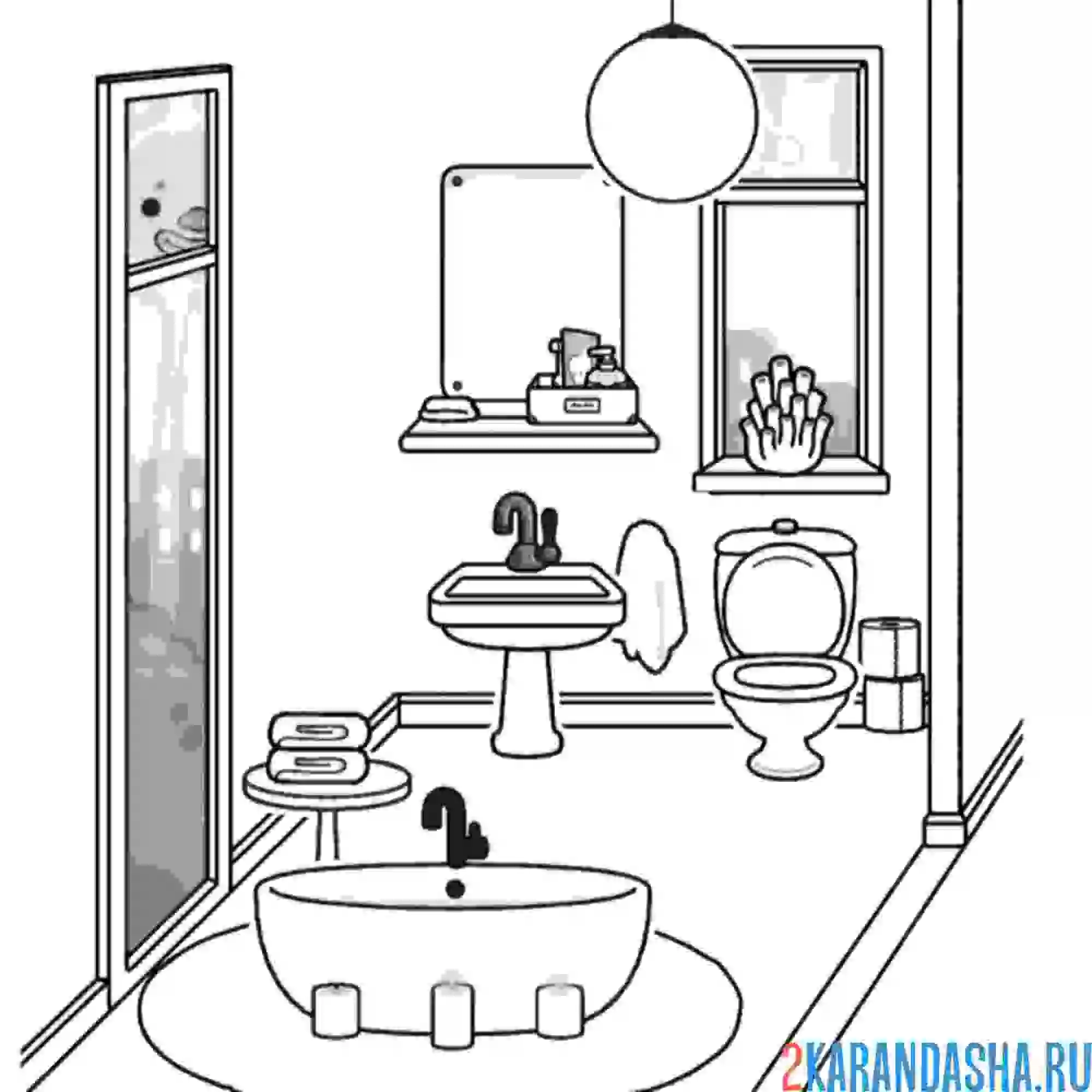 Раскраска ванная комната мебель тока бока лайф ворлд