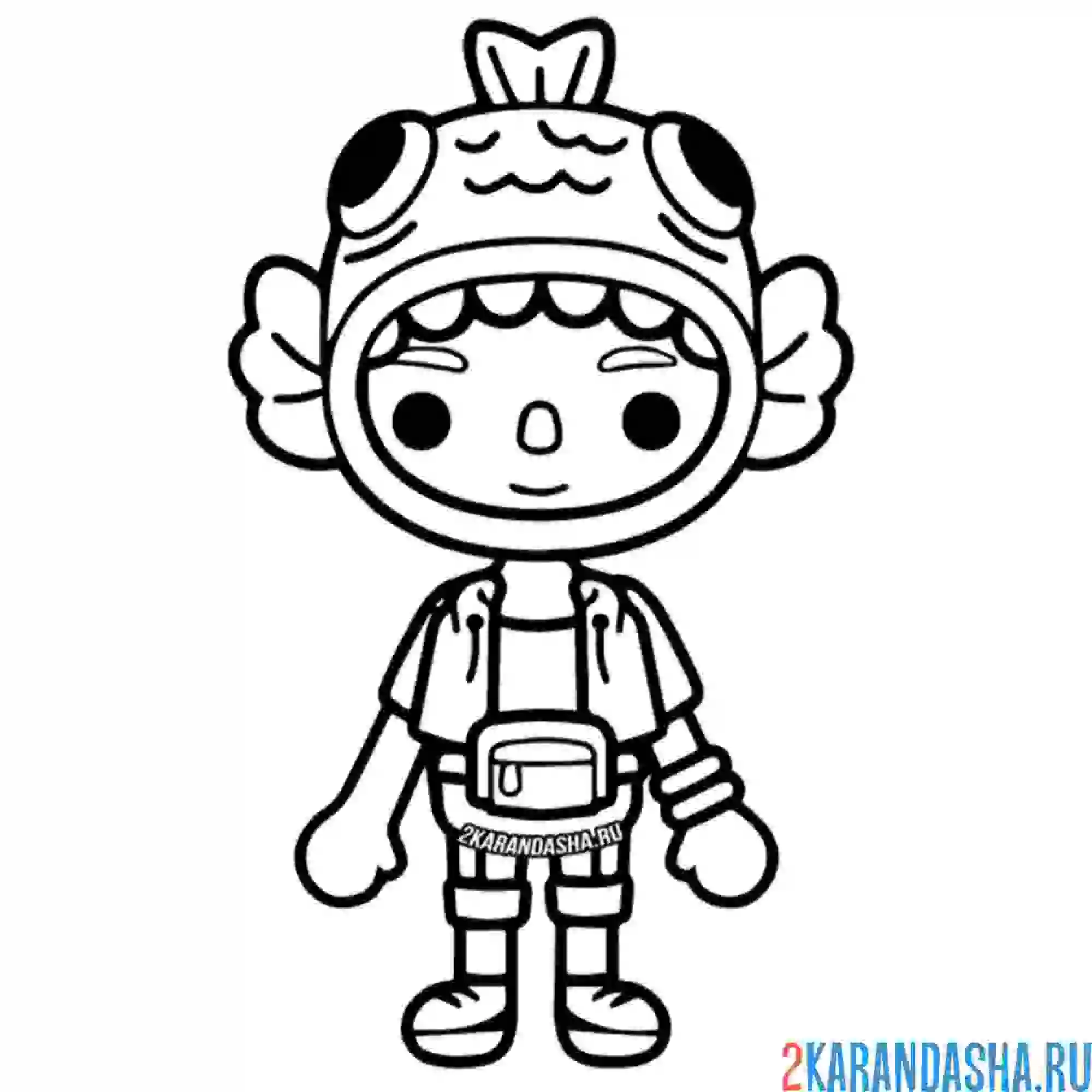 Раскраска тока бока костюм рыбы