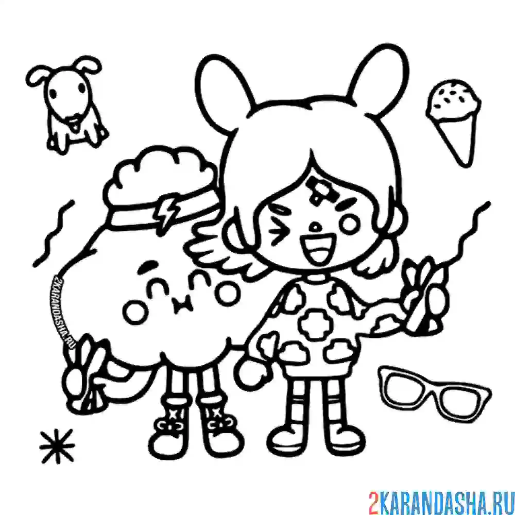 Раскраска toca boca празднует день рождения