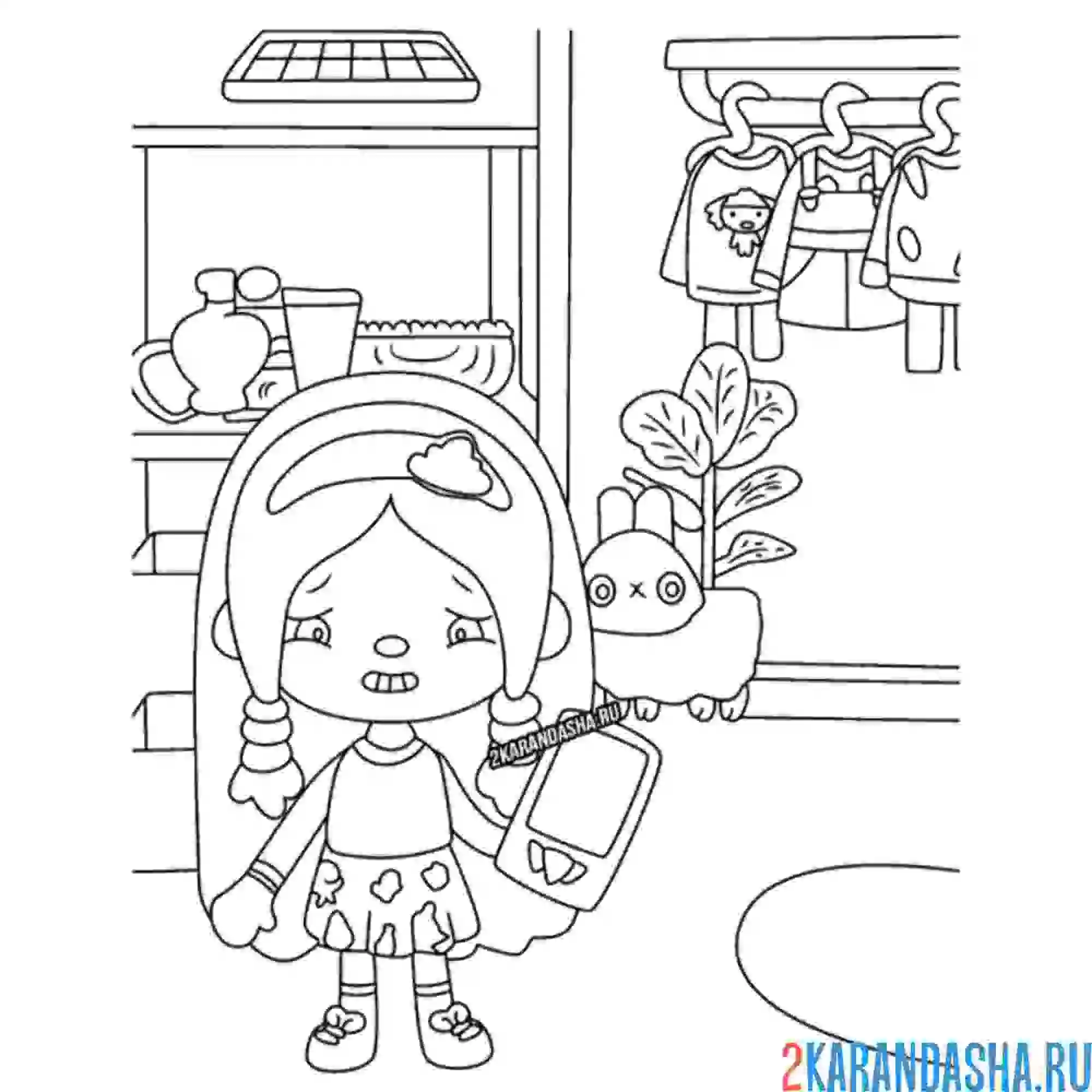 Раскраска тока бока девочка гардероб