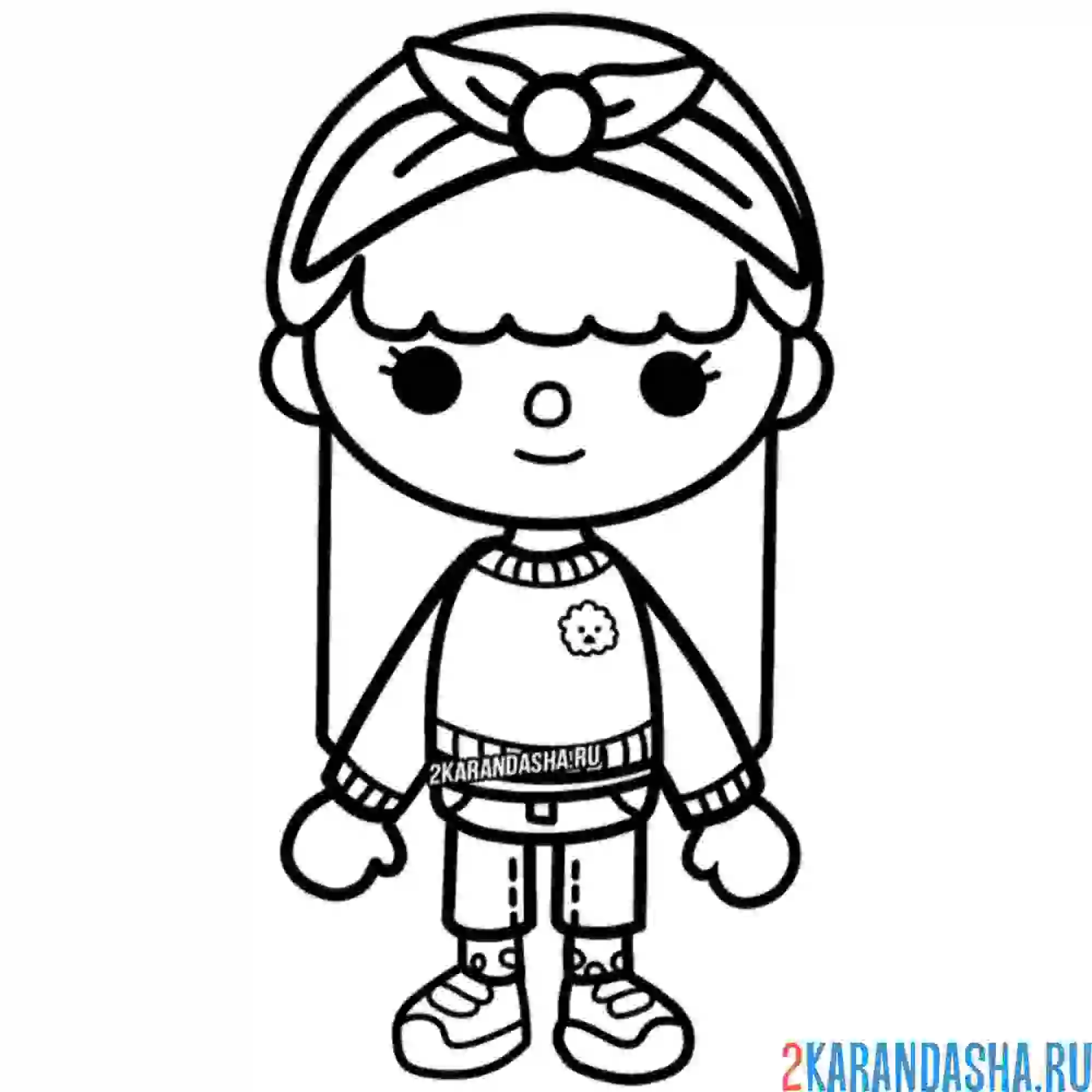 Раскраска девочка в бандане тока бока