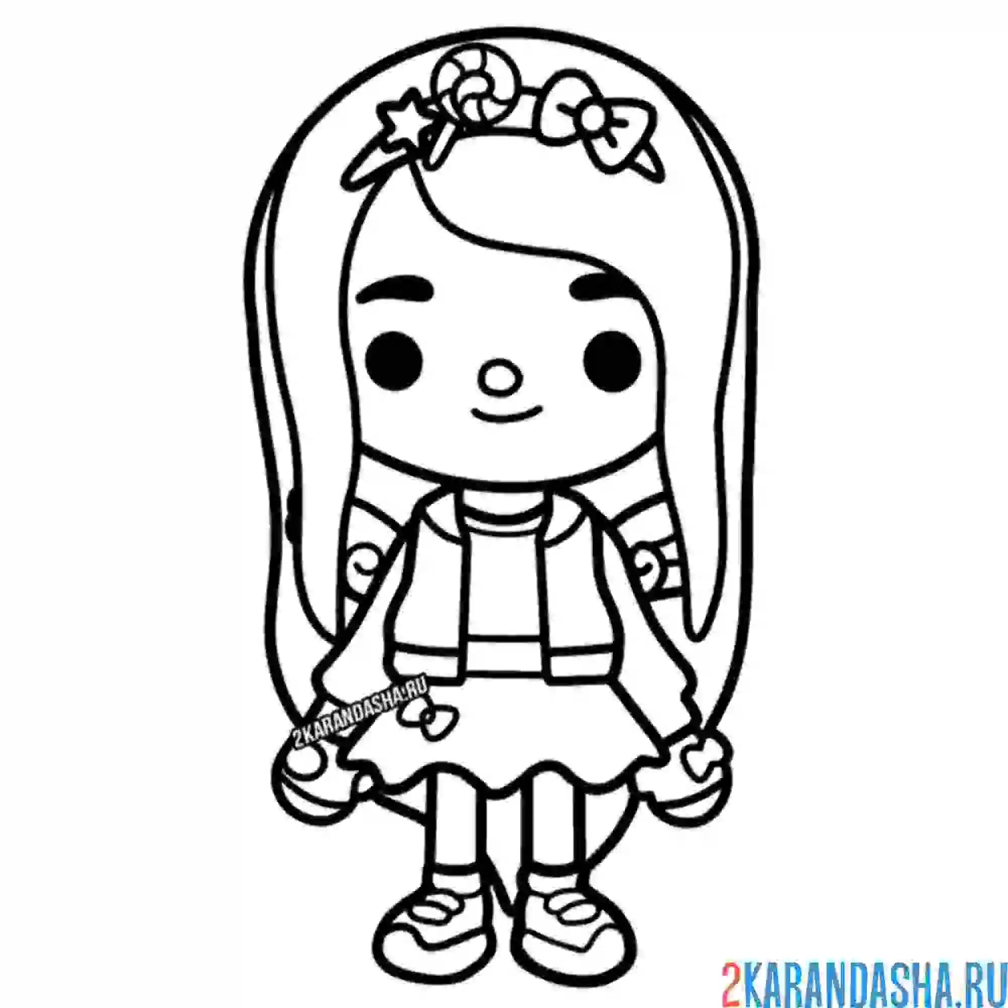 Раскраска девочка в милом наряде тока бока