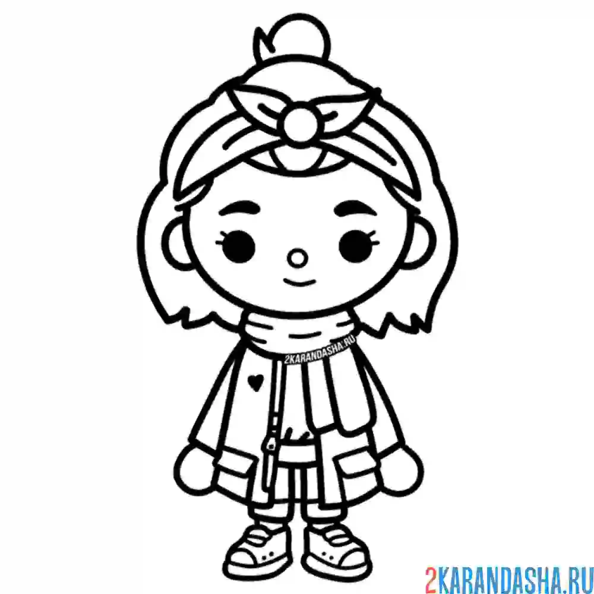 Раскраска девочка в зимнем наряде toca boca life world
