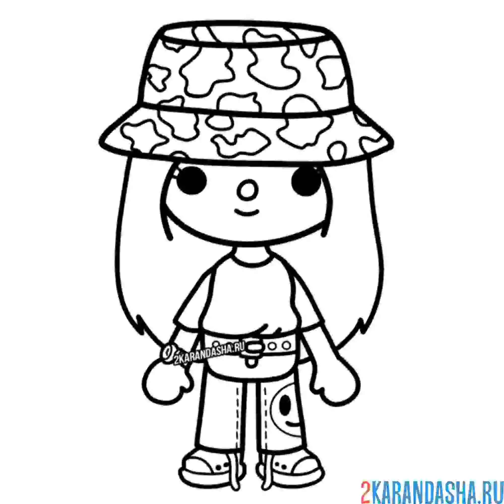 Раскраска девочка в панаме тока бока