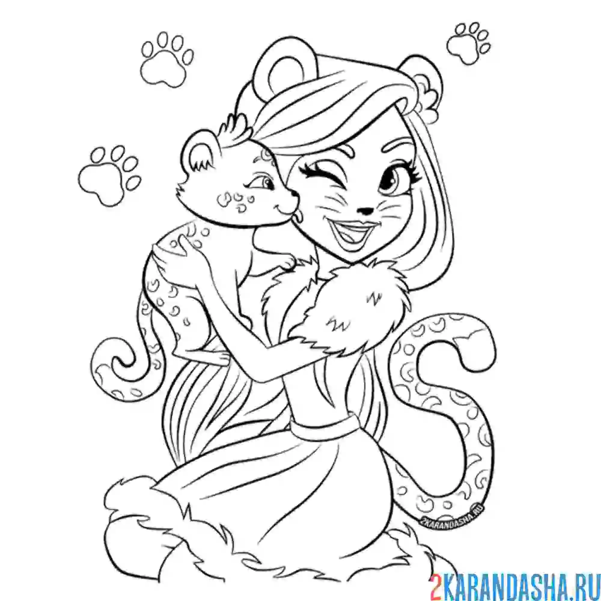 Раскраска чериш гепарди и квик-квик (гепарды) энчантималс