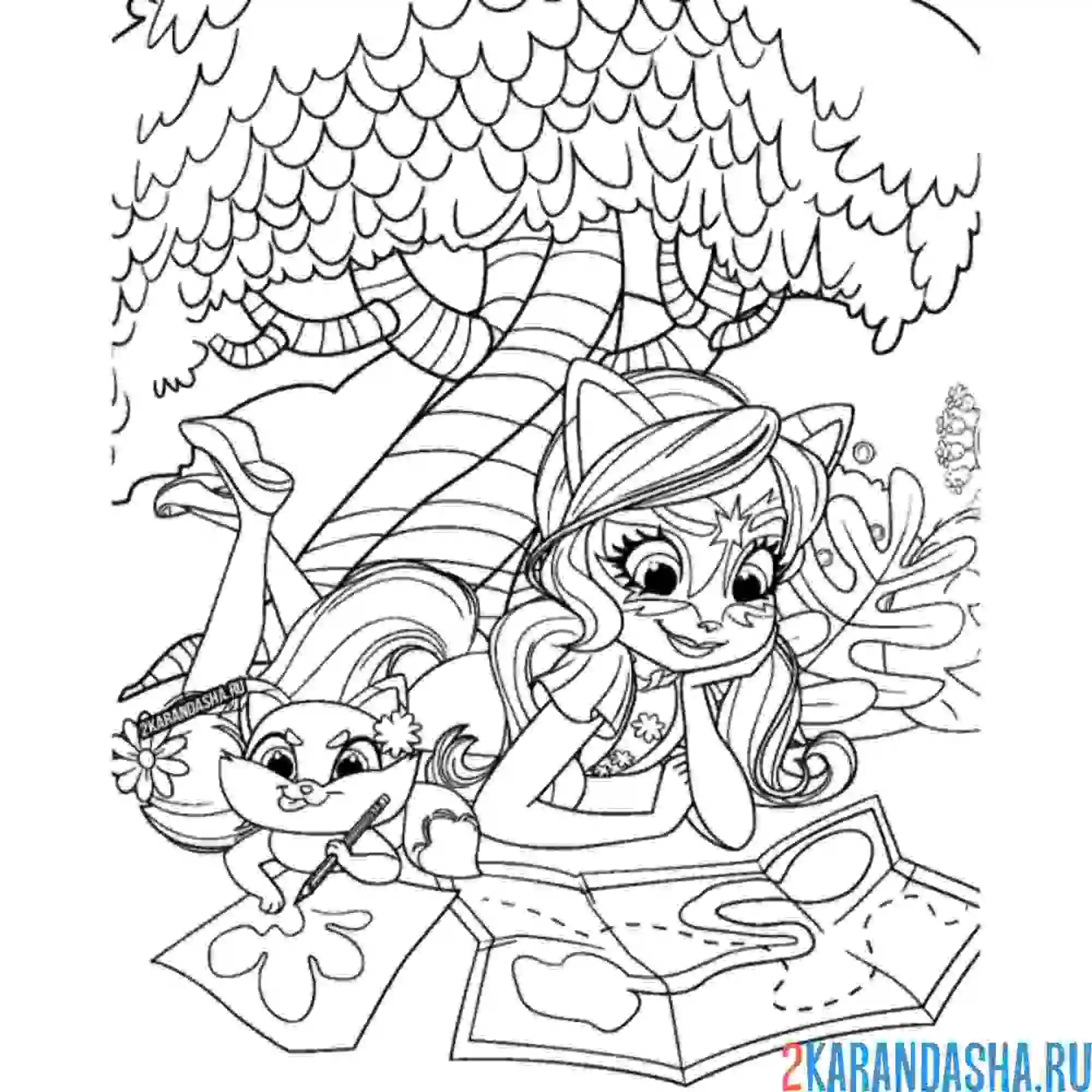 Раскраска энчантималс рисуют карту