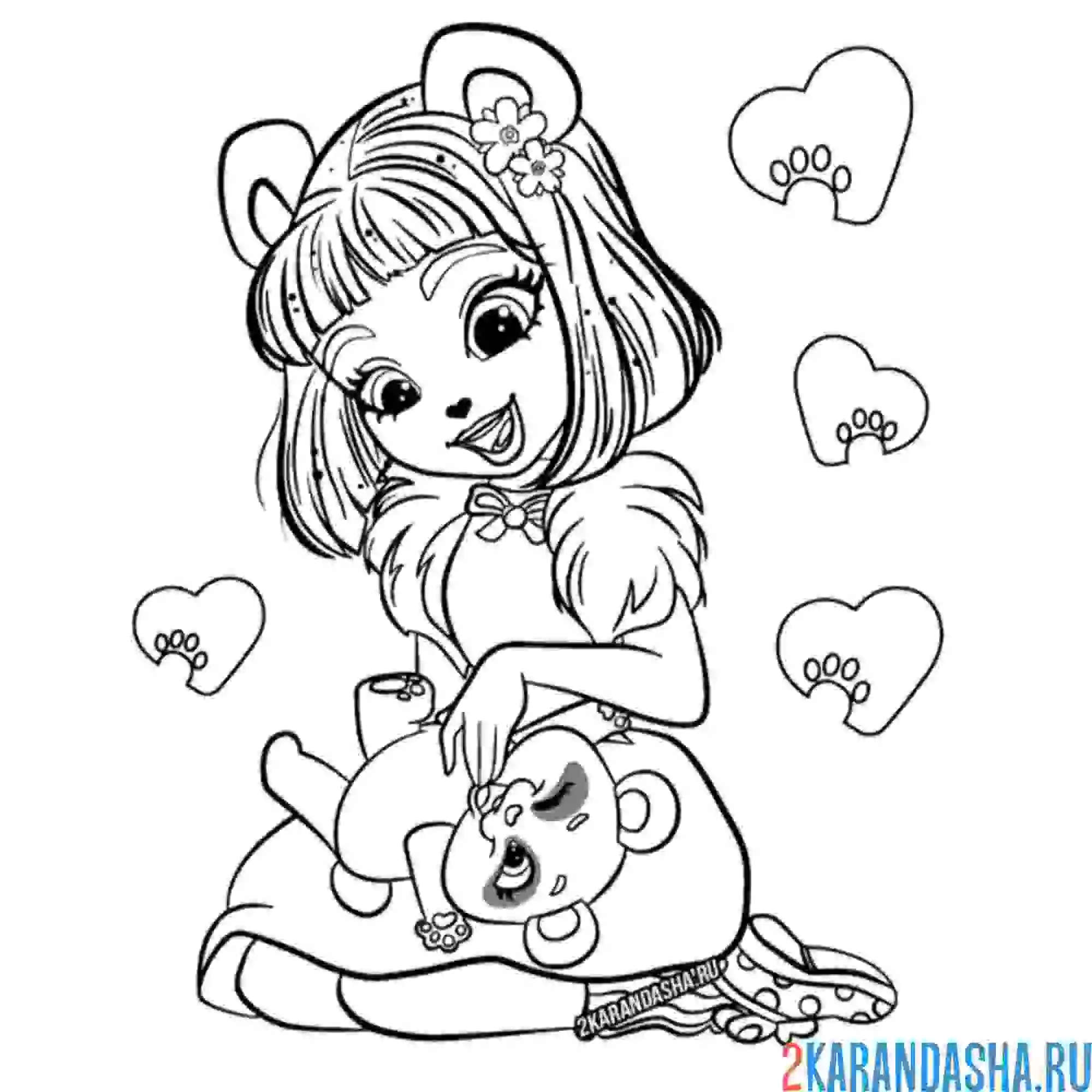 Раскраска прю пандини и нари энчантималс