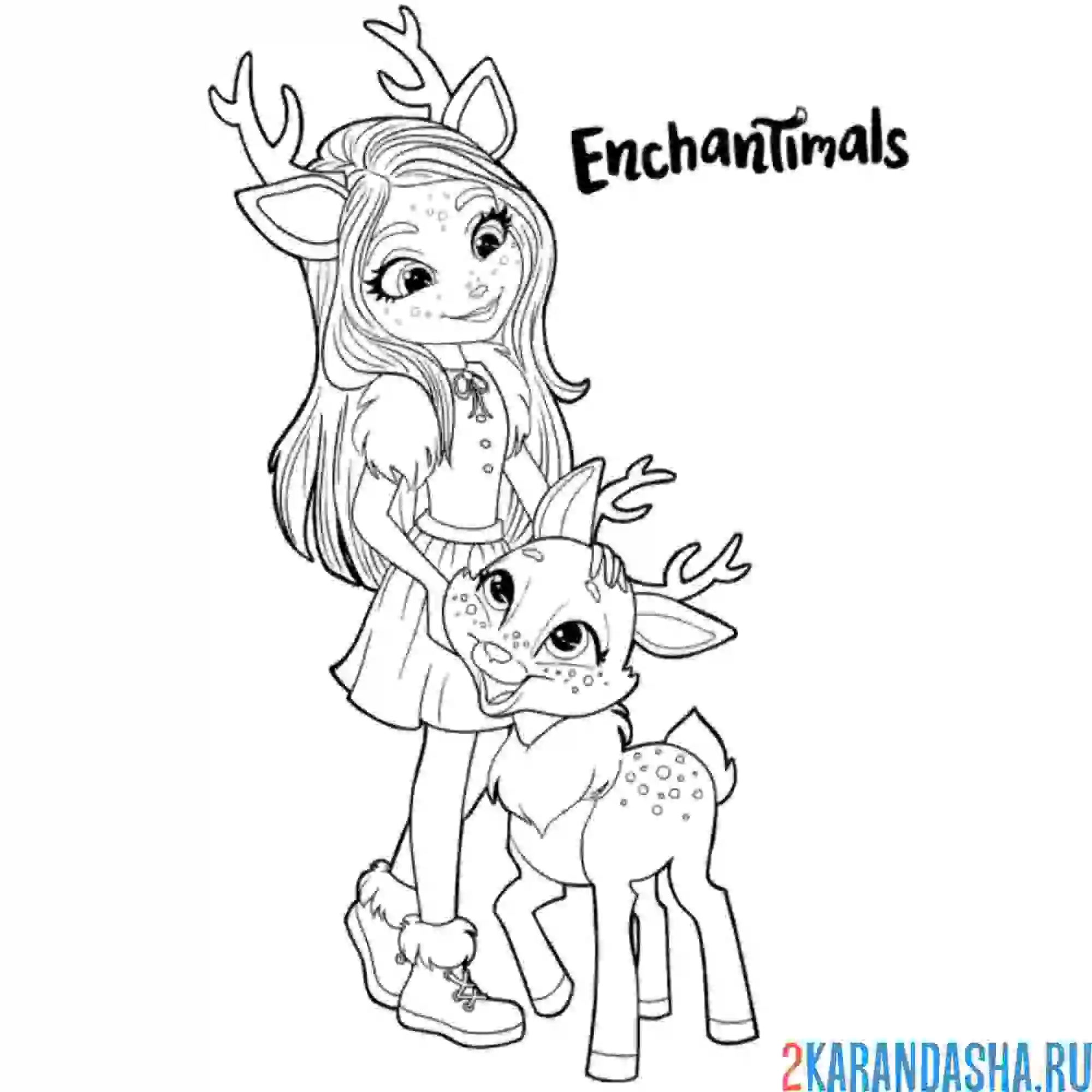 Раскраска данесса и олененок спринт