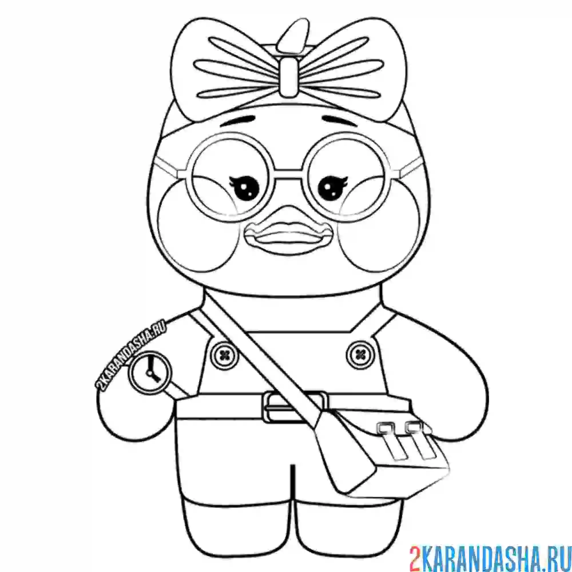 Раскраска уточка лалафанфан с большой сумкой